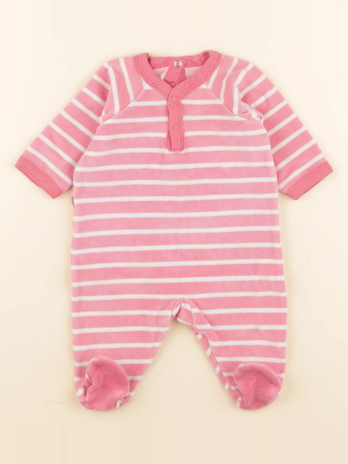 Petit Bateau - pyjama velours rose - 1 mois