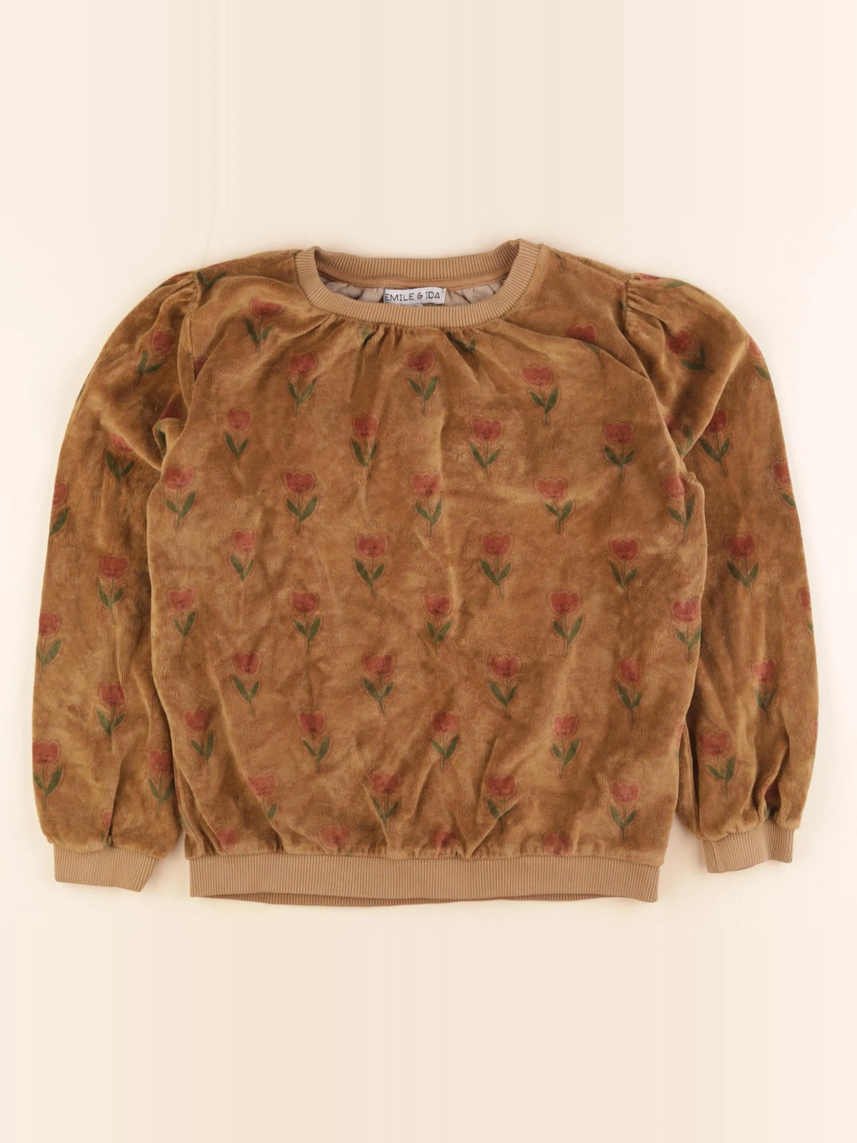 Emile et Ida - sweat velours marron - 12 ans