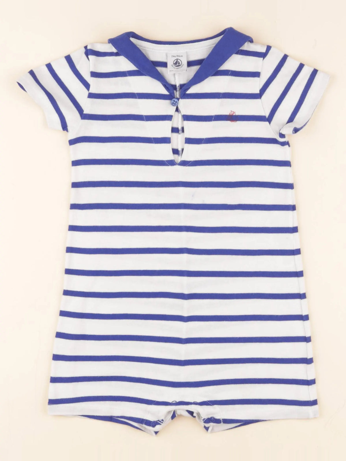 Petit Bateau - combinaison bleu, blanc - 24 mois