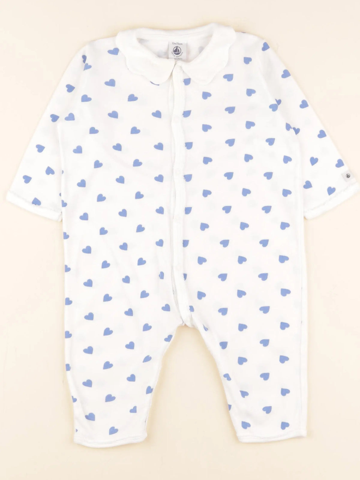 Petit Bateau - pyjama coton blanc, bleu - 12 mois
