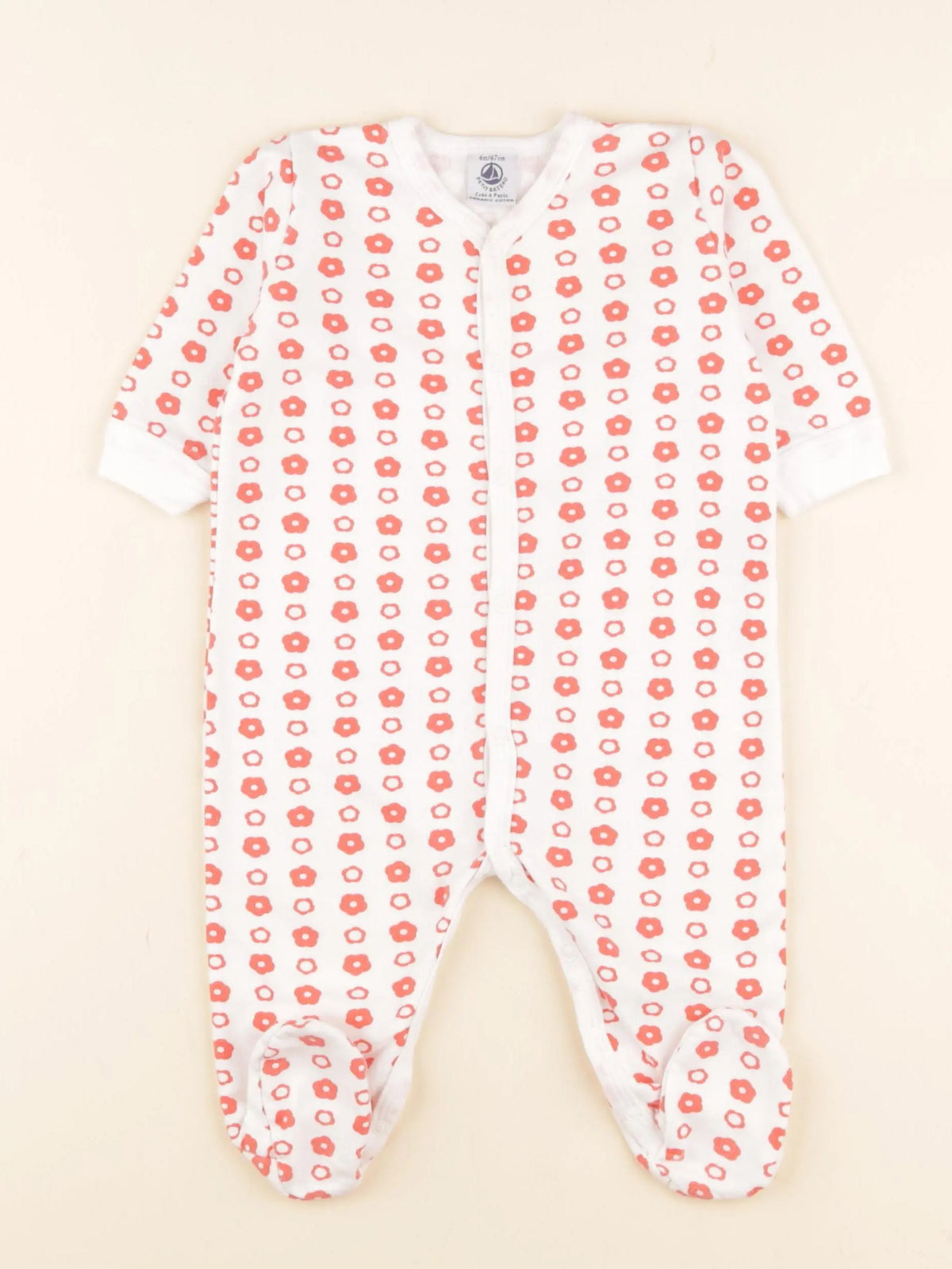 Petit Bateau - pyjama coton orange - 6 mois
