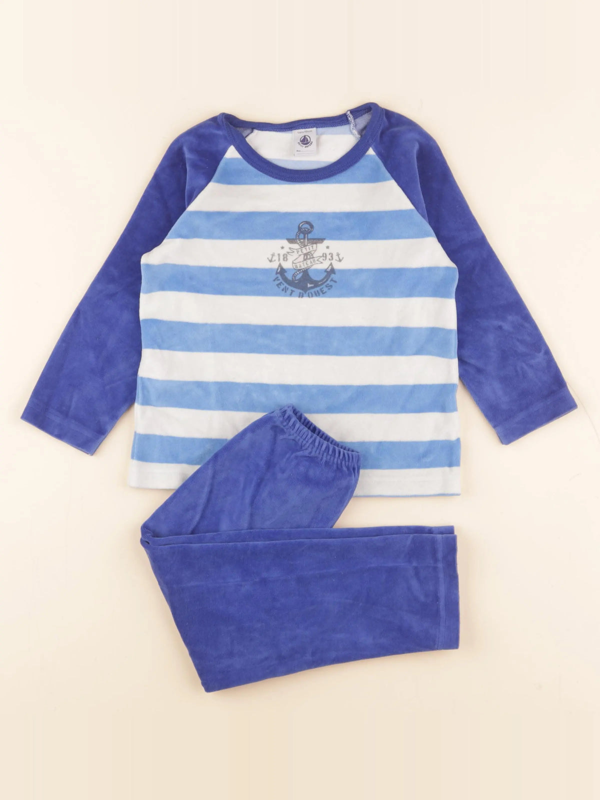 Petit Bateau - pyjama velours bleu - 4 ans