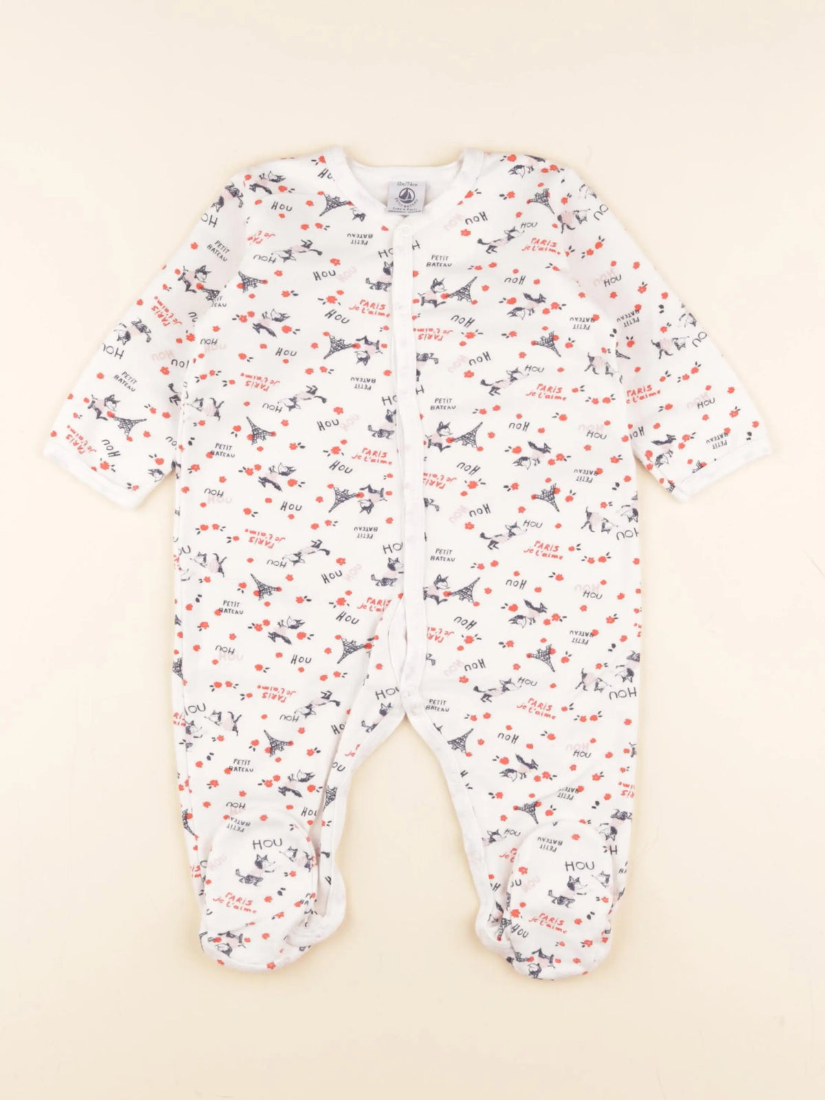 Petit Bateau - pyjama coton blanc - 12 mois