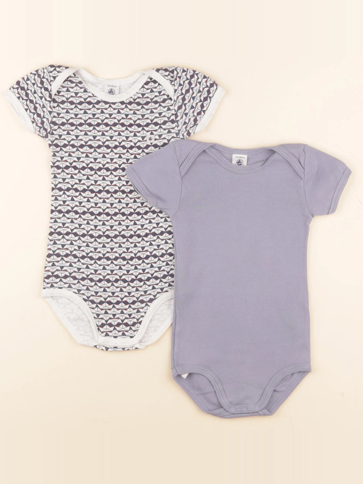 Petit Bateau - lot de 2 bodies en coton bleu - 24 mois