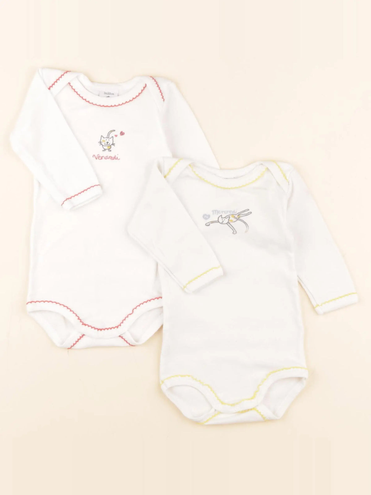 Petit Bateau - lot de 2 bodies en coton blanc - 3 mois