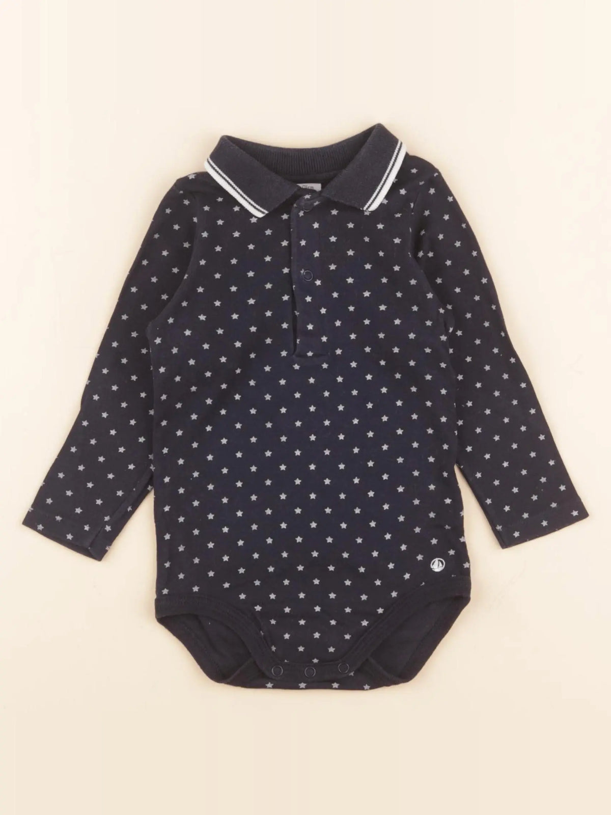 Petit Bateau - body à col bleu - 12 mois