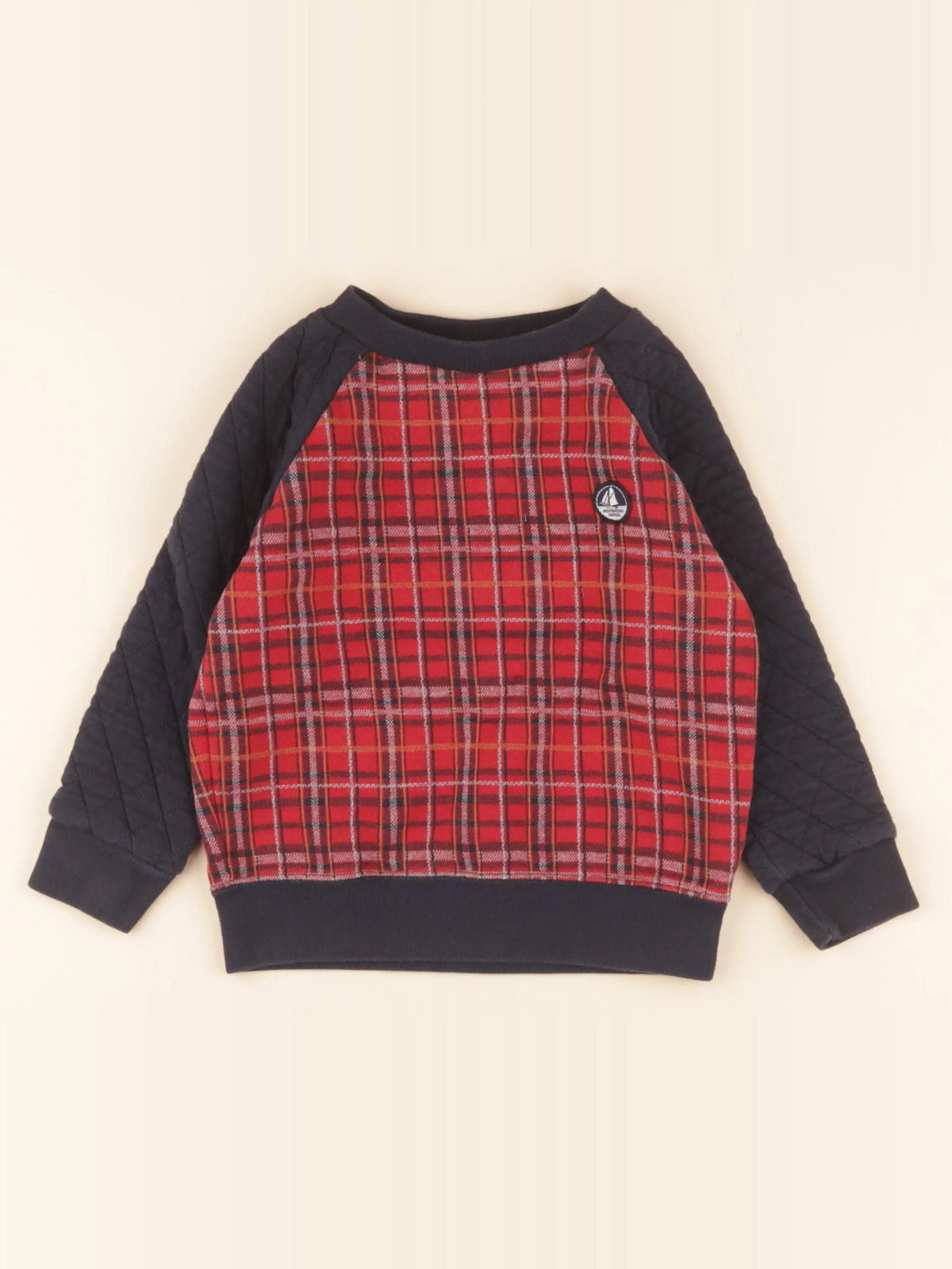 Petit Bateau - sweat bleu, rouge - 5 ans