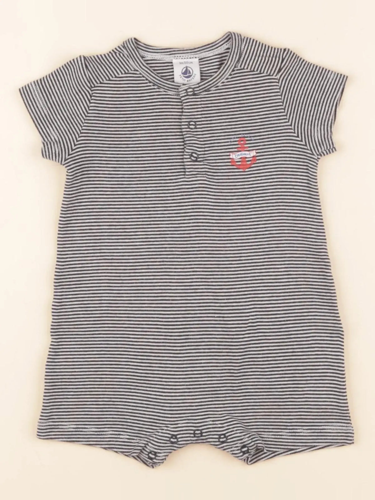 Petit Bateau - pyjama coton bleu - 3 mois