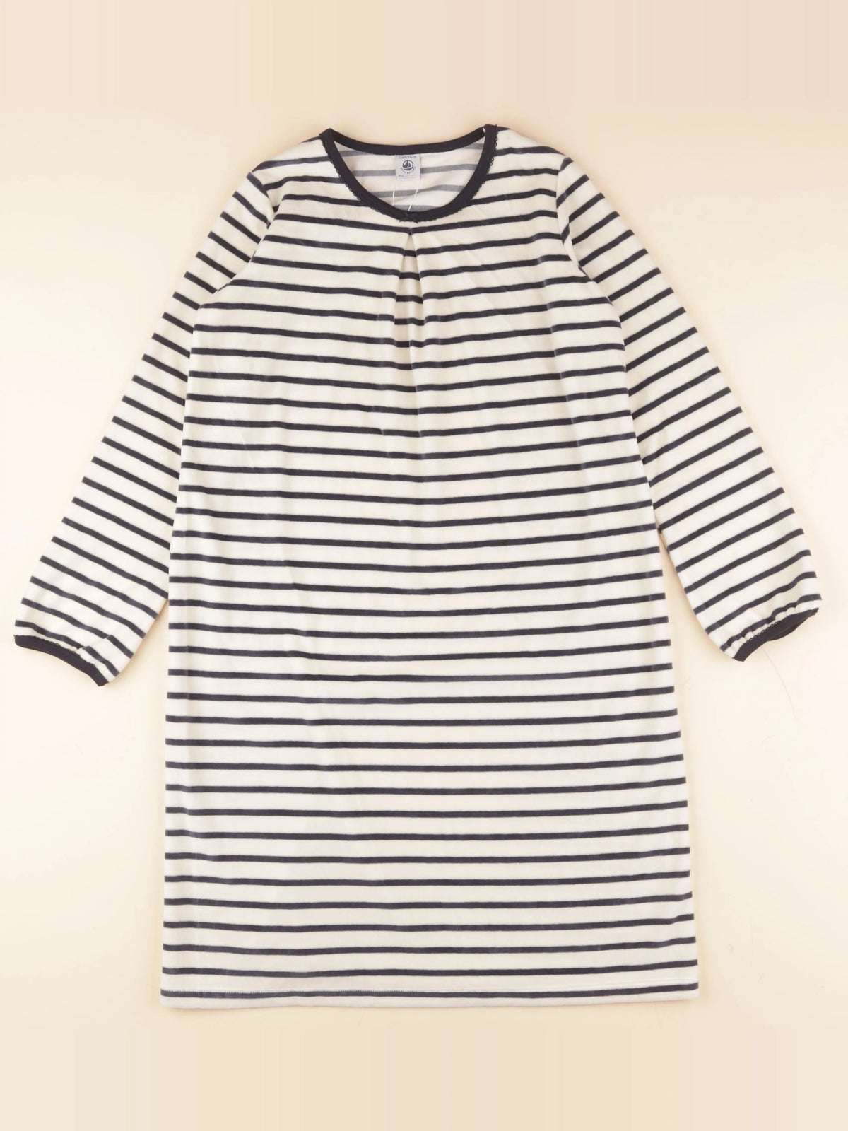 Petit Bateau - chemise de nuit velours blanc, bleu - 12 ans