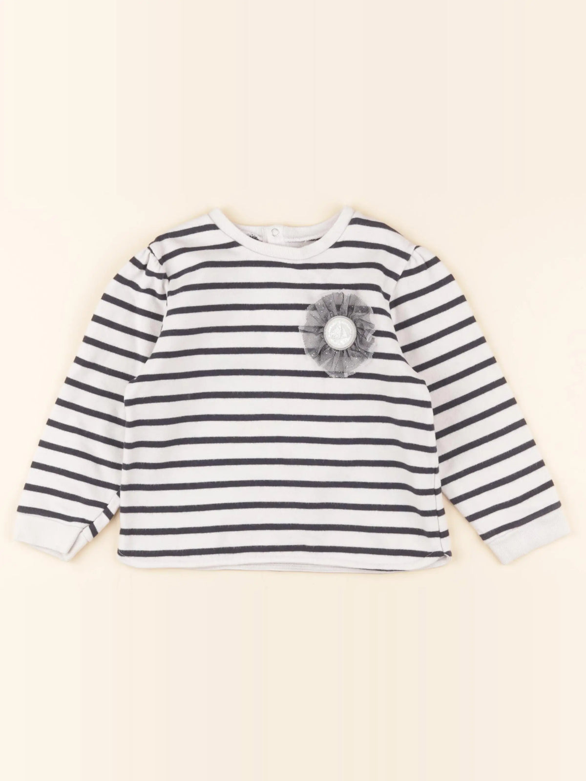 Petit Bateau - sweat blanc, bleu - 36 mois