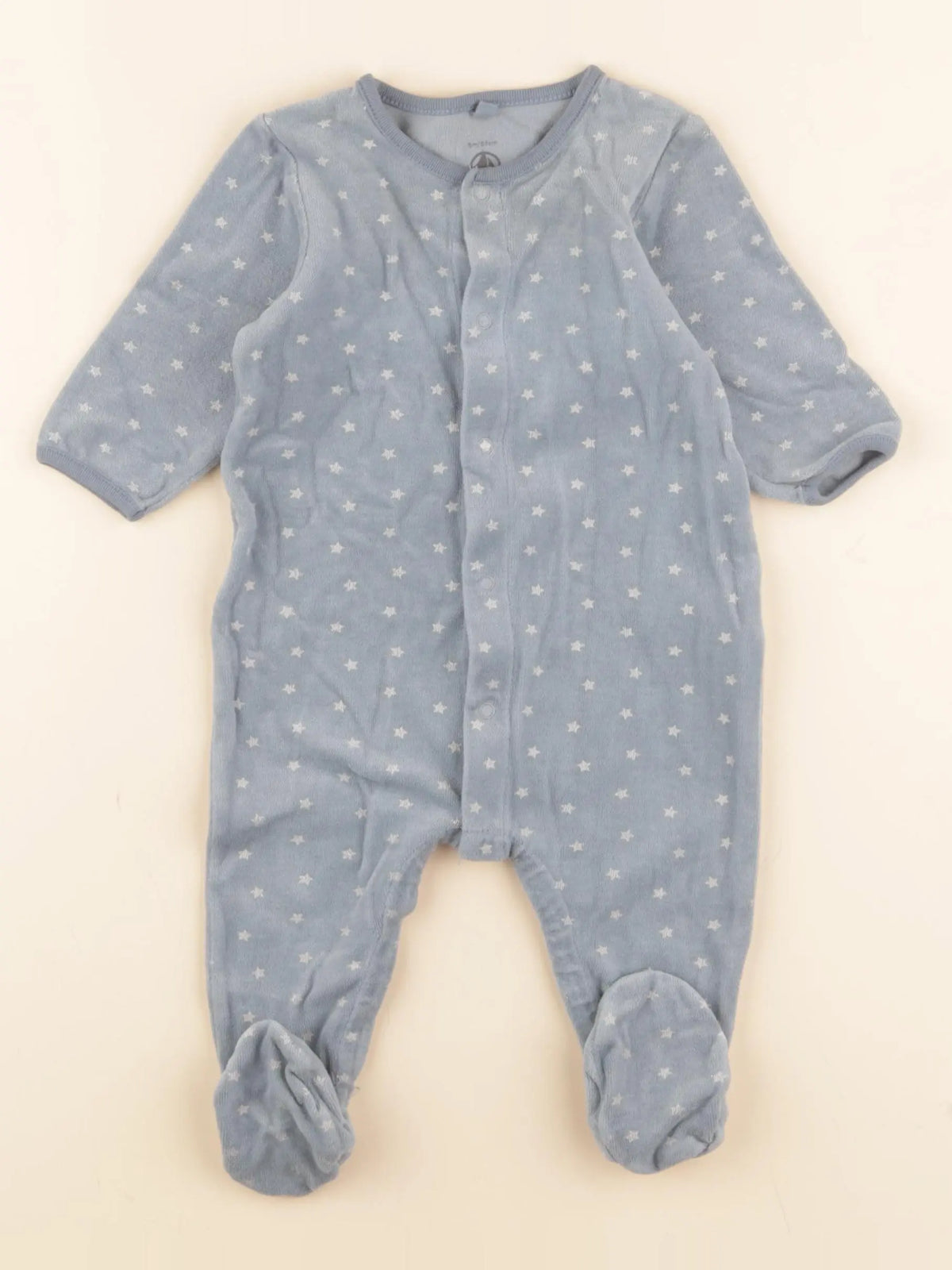 Petit Bateau - pyjama velours bleu - 6 mois