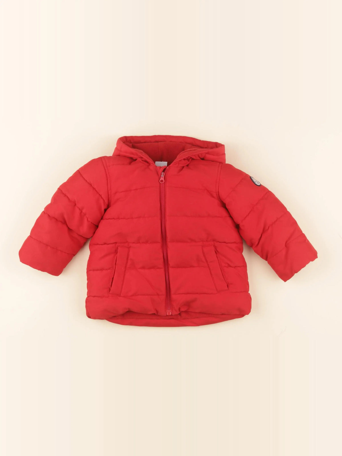 Petit Bateau - manteau rouge - 12 mois