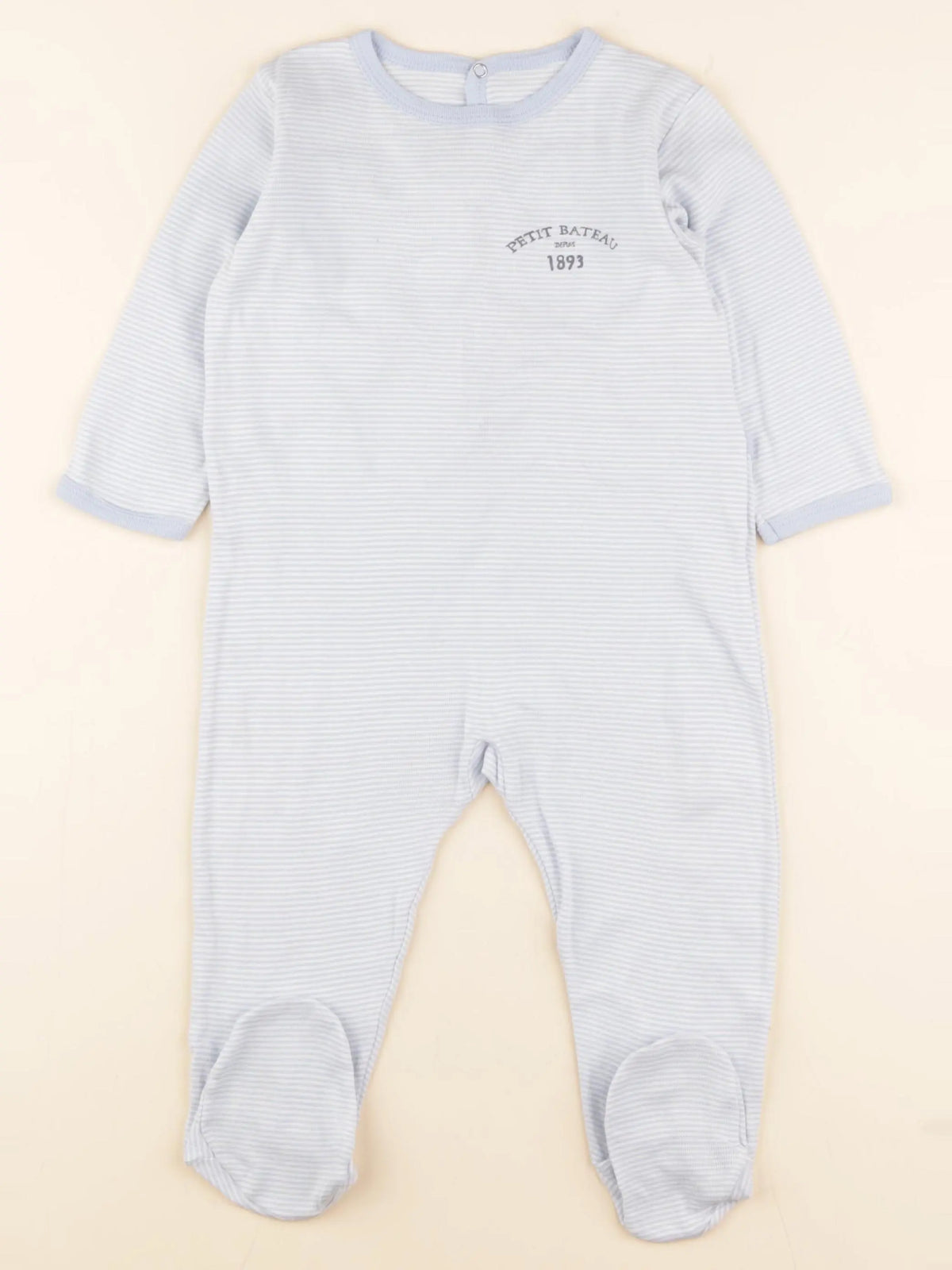 Petit Bateau - pyjama coton blanc, bleu - 18 mois