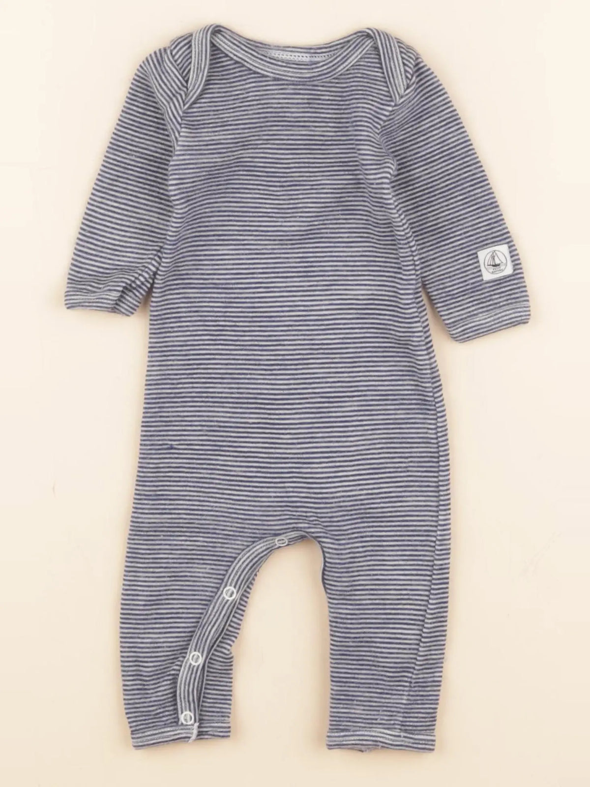 Petit Bateau - pyjama coton bleu, blanc - 3 mois