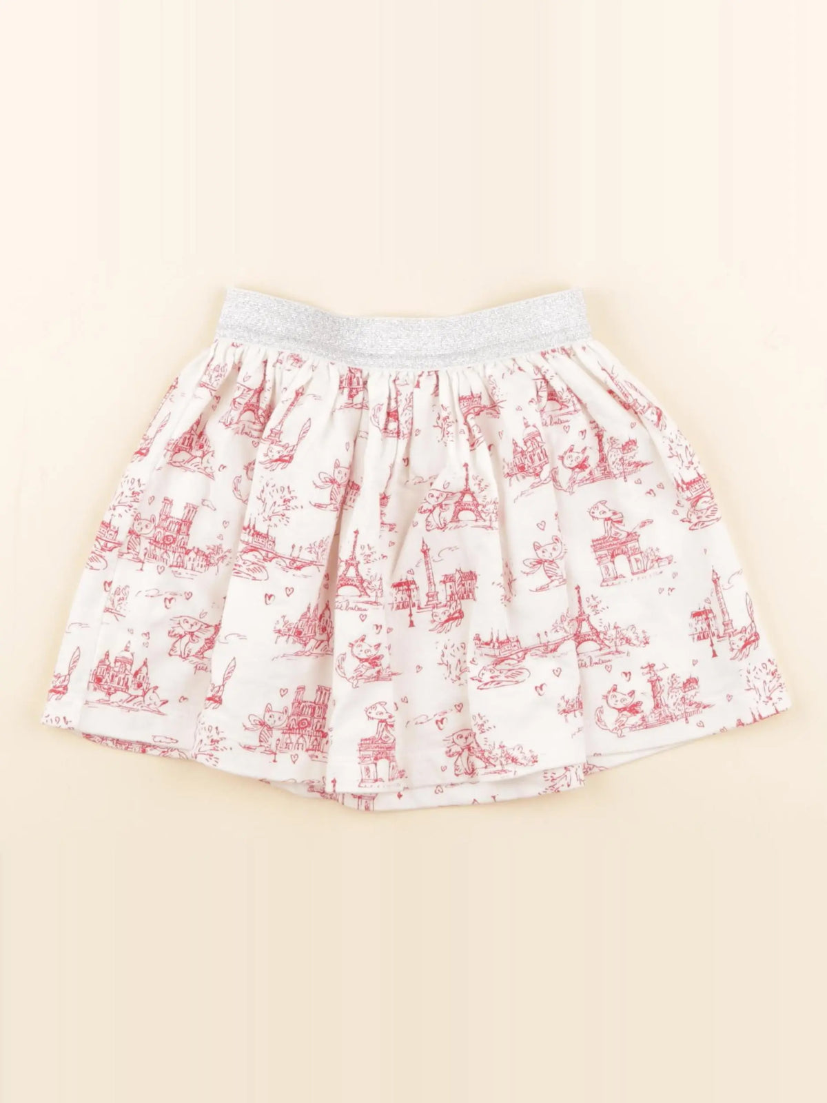 Petit Bateau - jupe beige, rouge - 4 ans