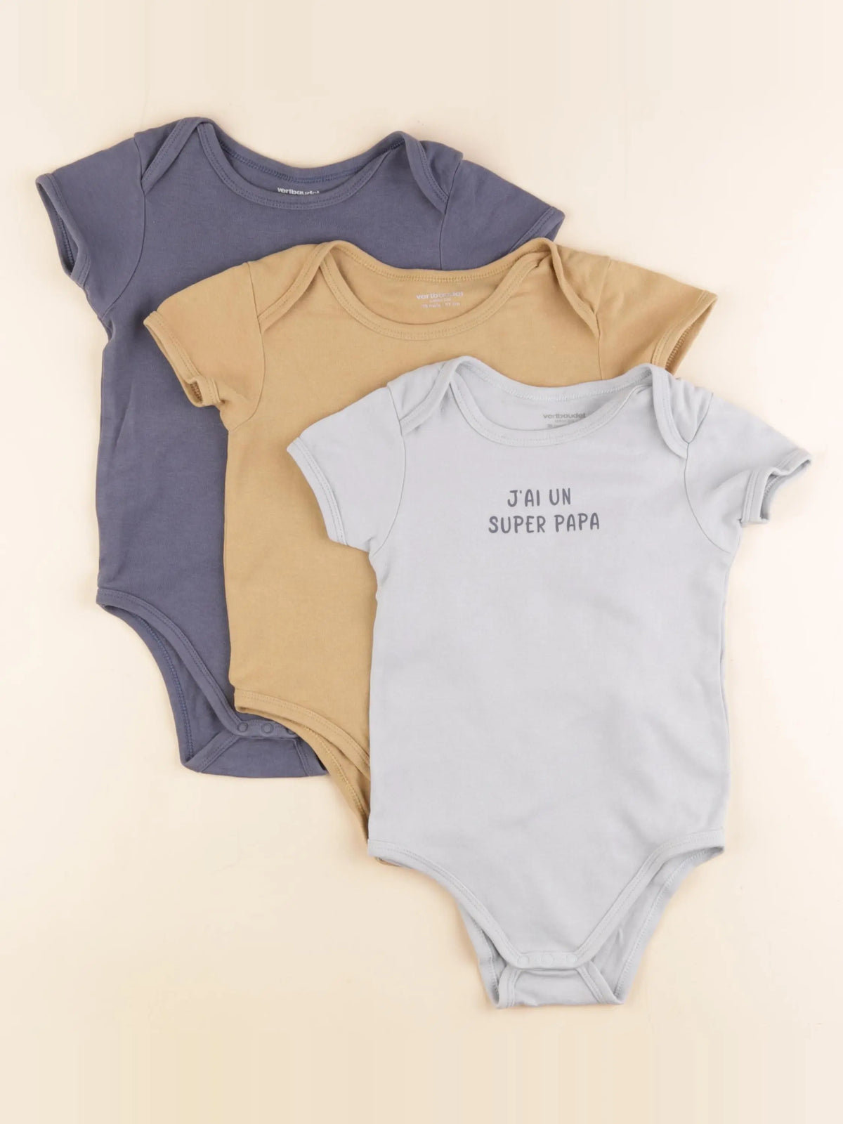 Vertbaudet - lot de 3 bodies en coton multicolore - 36 mois