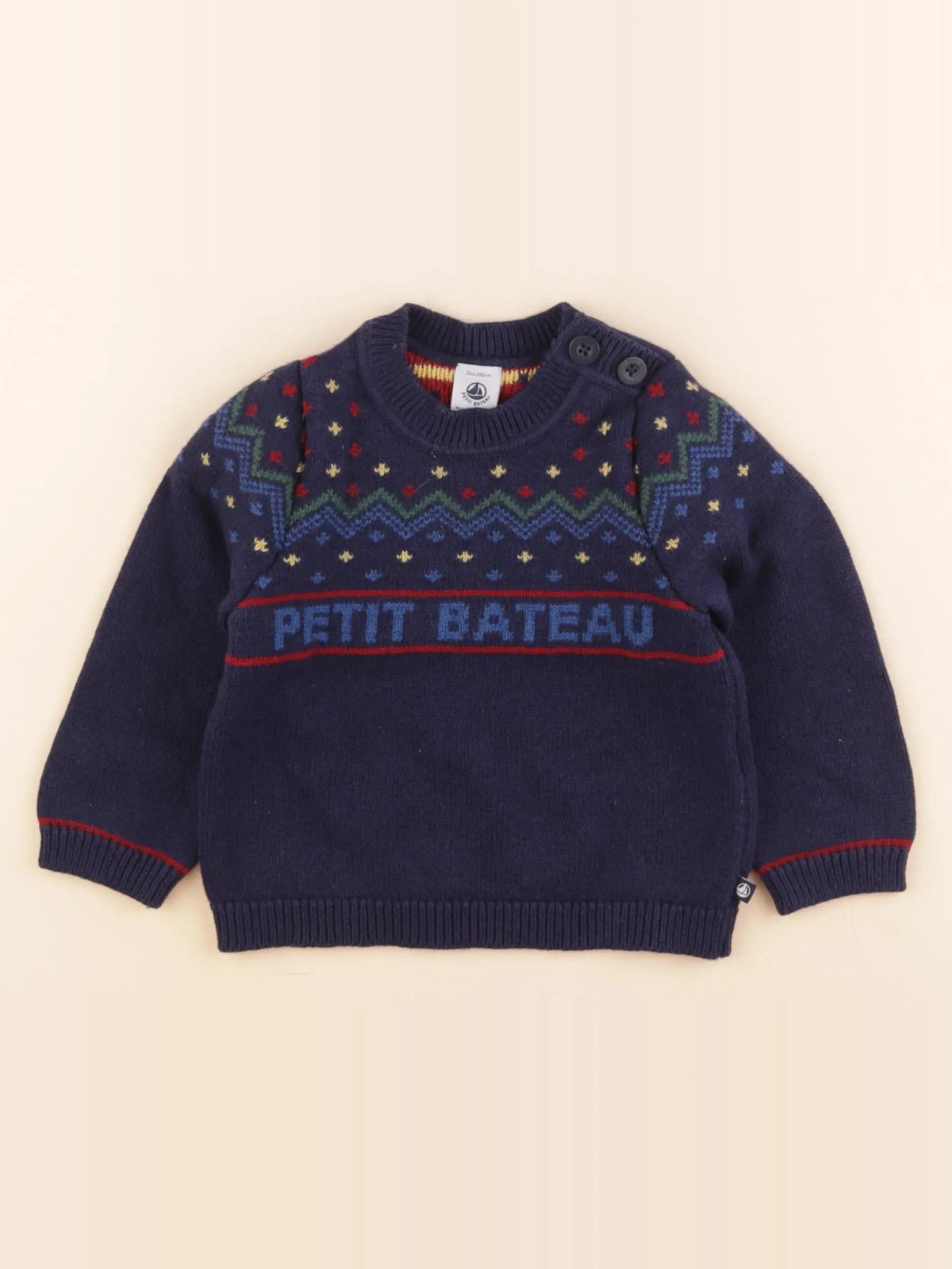 Petit Bateau - pull bleu - 24 mois