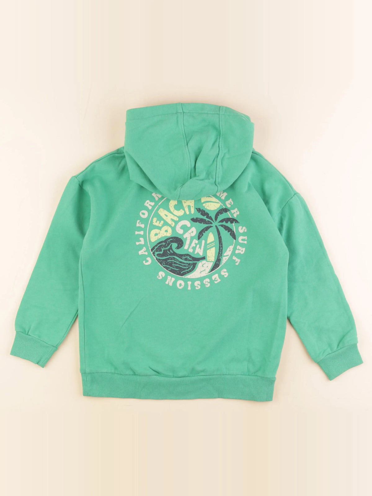 Vertbaudet - sweat imprimé au dos vert - 8 ans