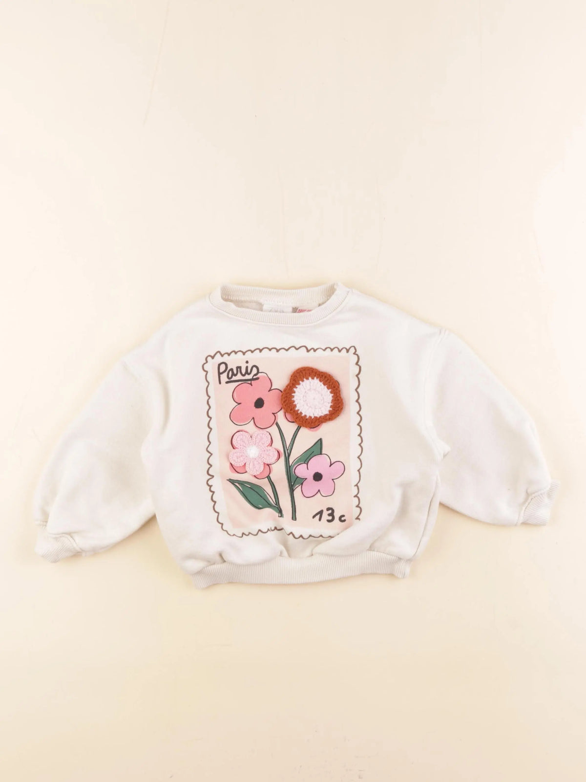 Zara - sweat imprimé au dos beige - 18 mois