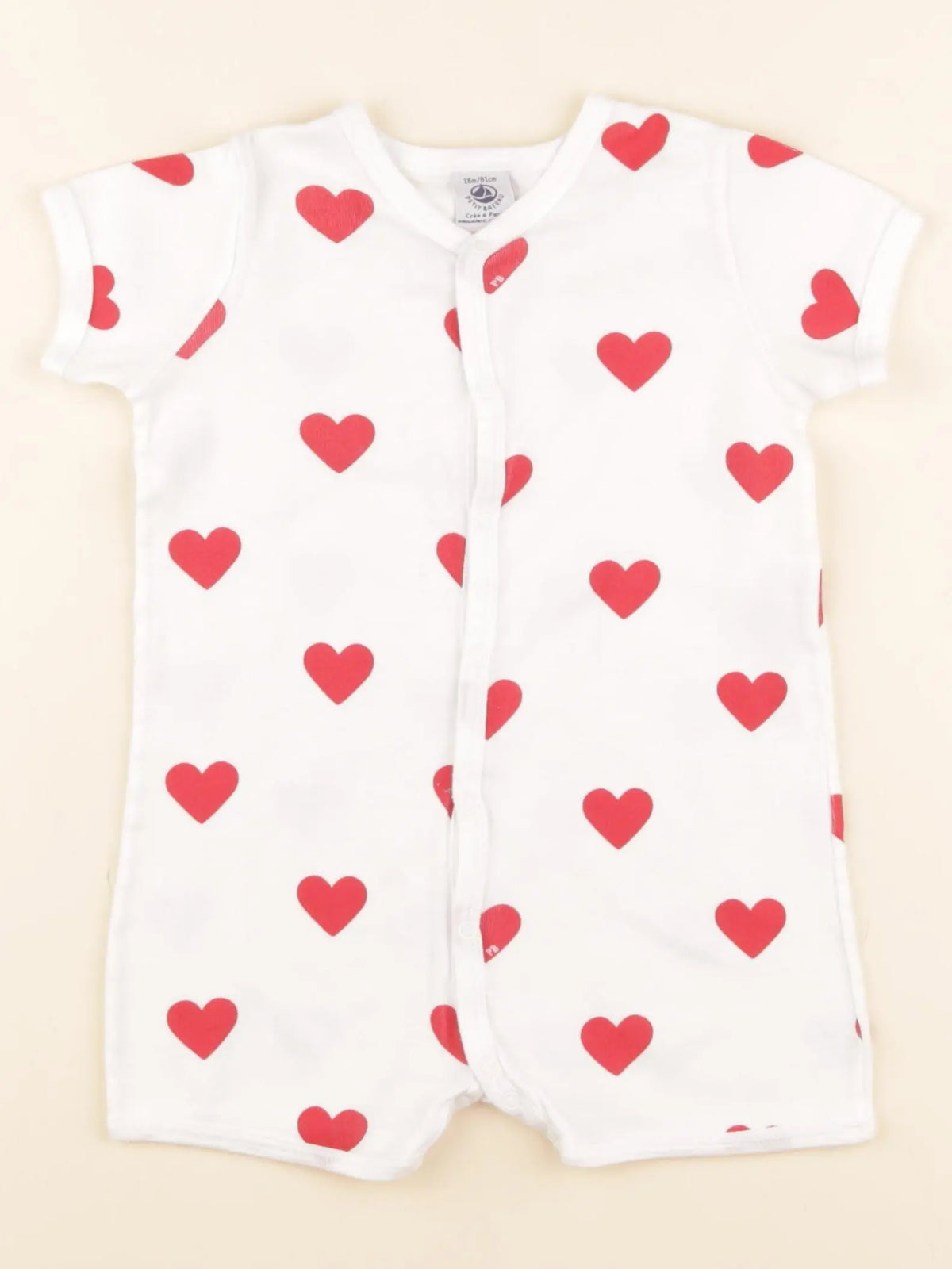 Petit Bateau - pyjama coton blanc, rouge - 18 mois