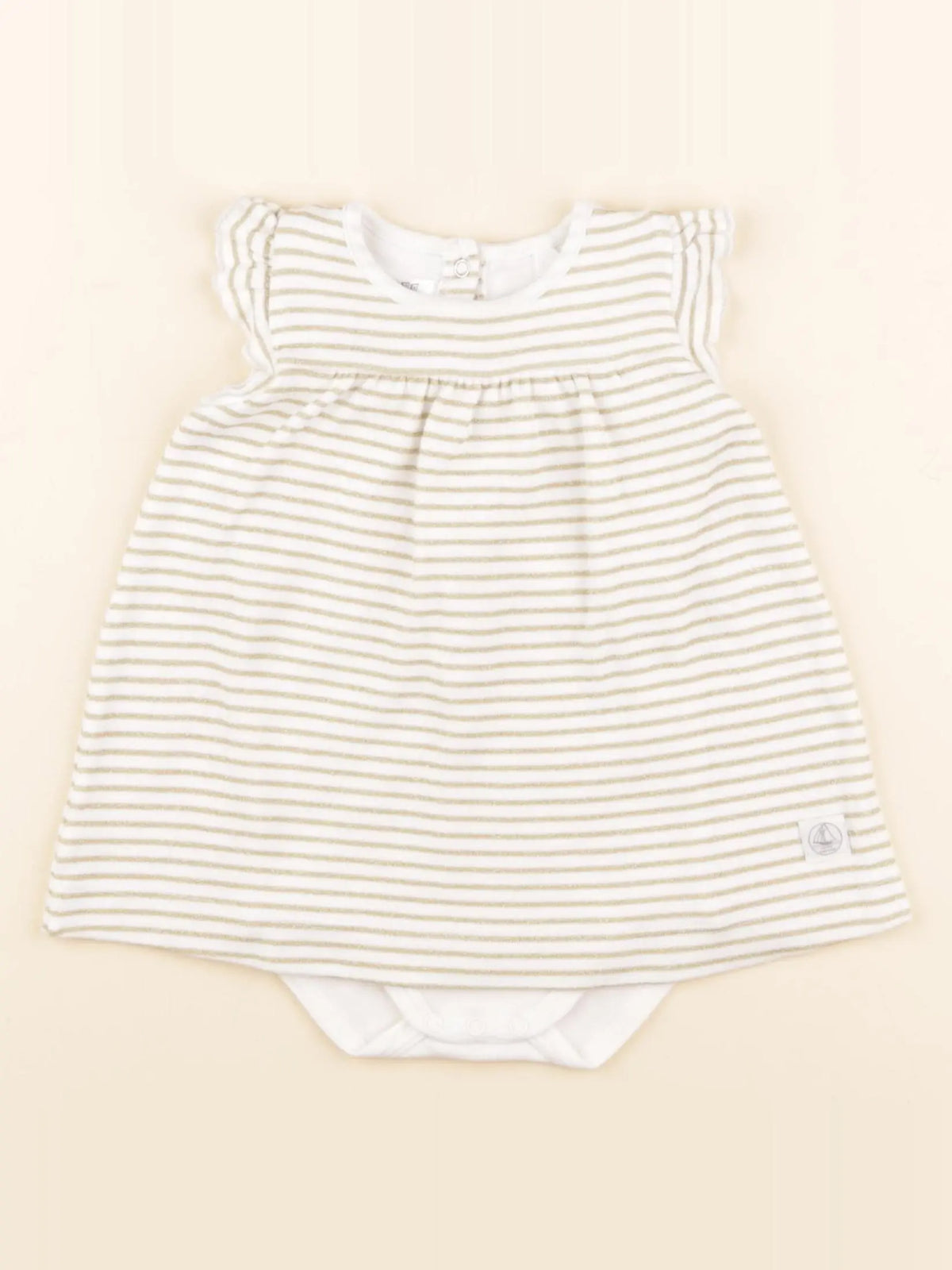 Petit Bateau - body robe blanc, or - 6 mois
