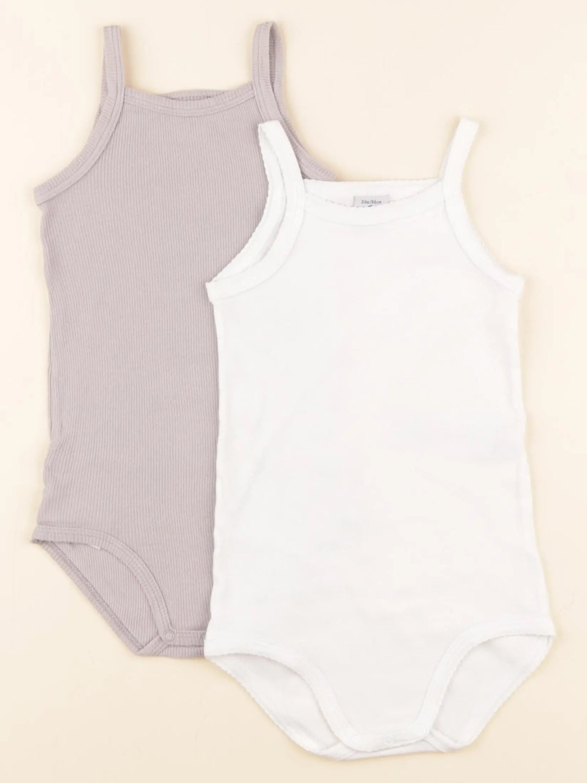 Petit Bateau - lot de 2 bodies en coton blanc, gris - 24 mois