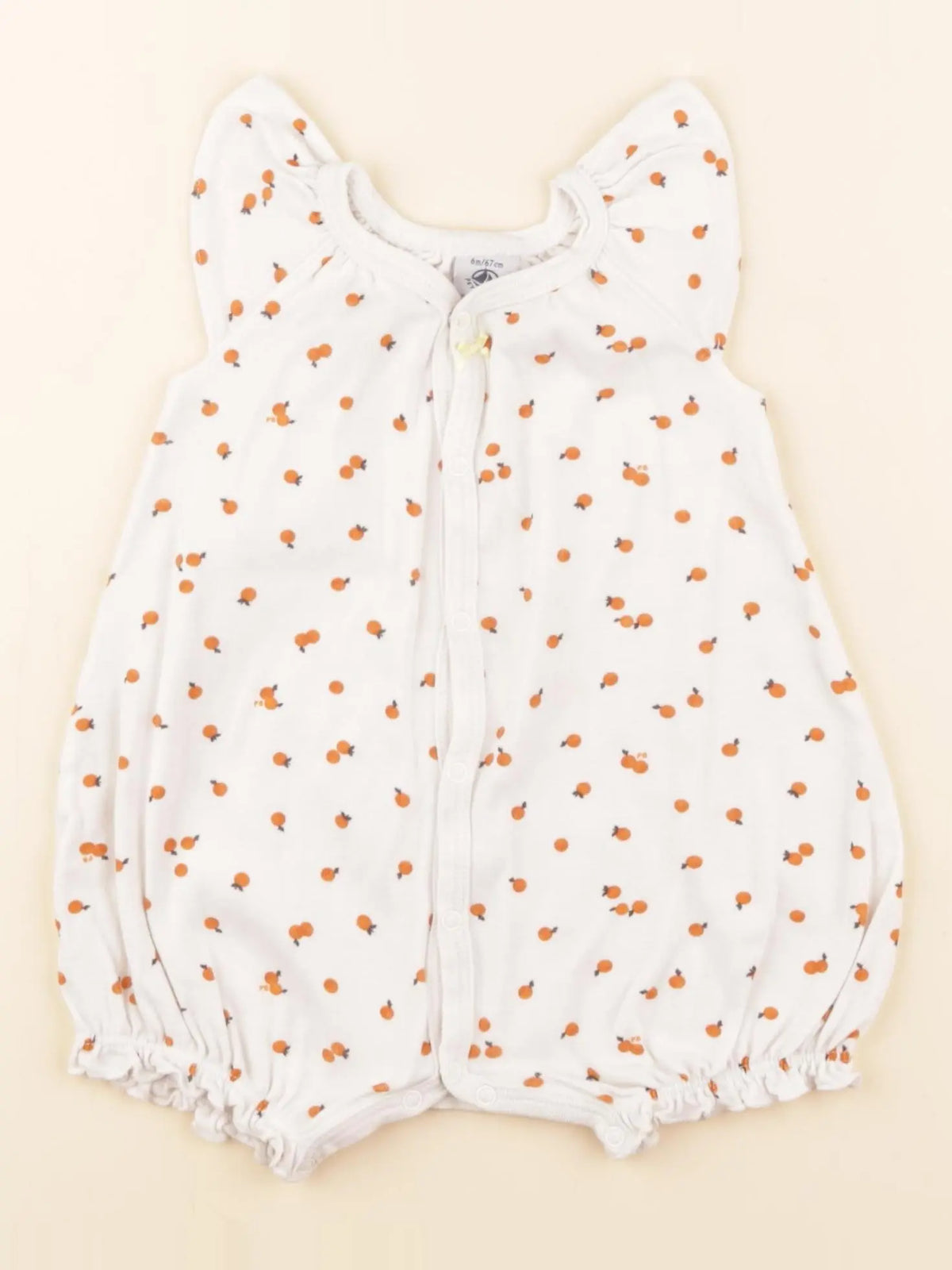 Petit Bateau - pyjama coton blanc, orange - 6 mois