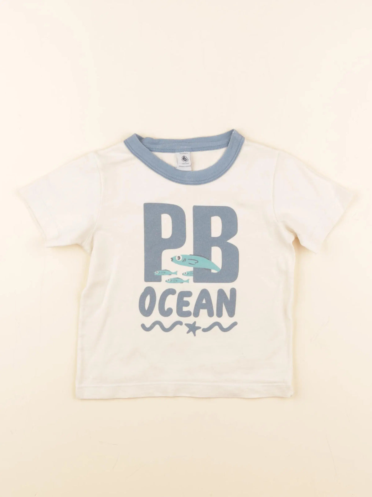 Petit Bateau - tee-shirt beige, bleu - 3 ans