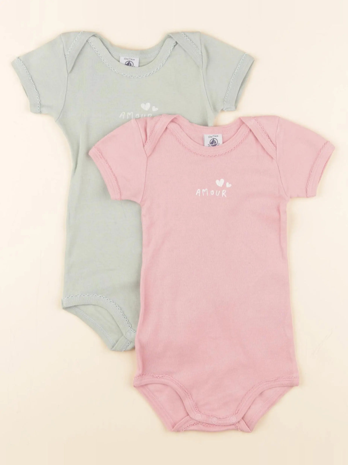 Petit Bateau - lot de 2 bodies en coton multicolore - 12 mois