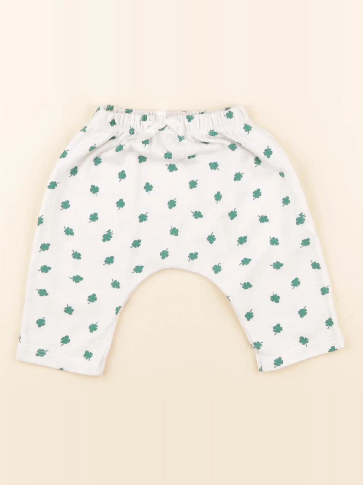 Petit Bateau - sarouel blanc, vert - 3 mois
