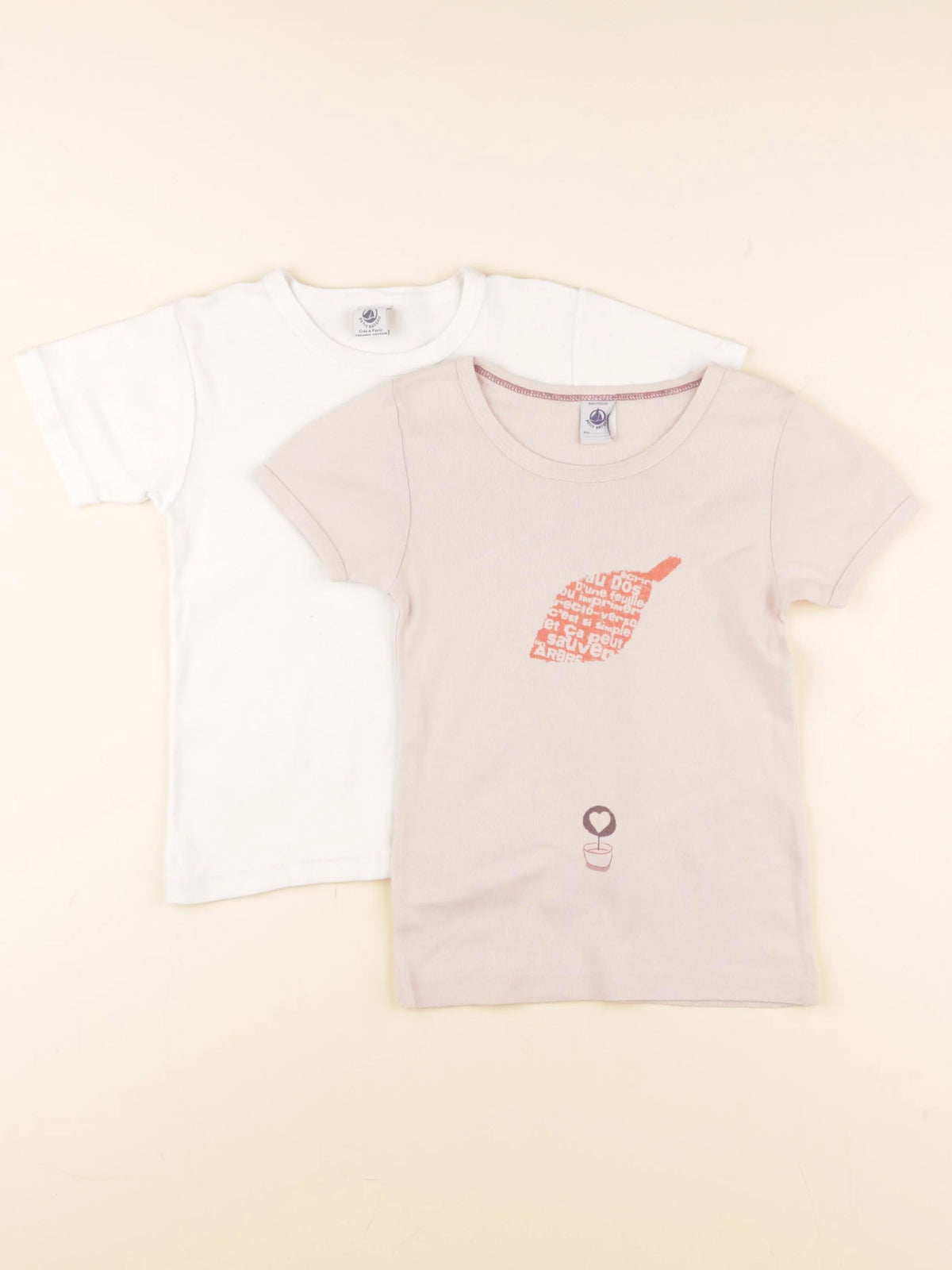 Petit Bateau - lot de 2 maillots de corps blanc, rose - 6 ans