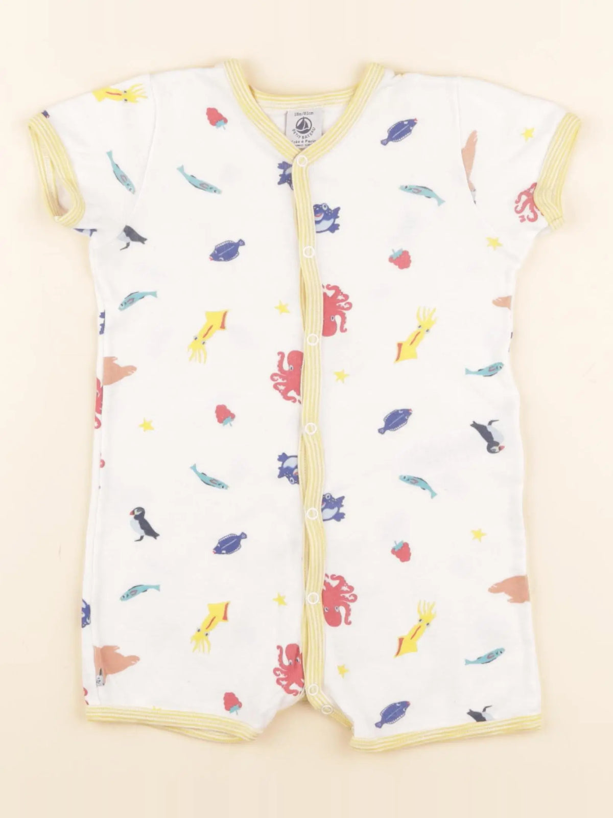 Petit Bateau - pyjama coton blanc, multicolore - 18 mois