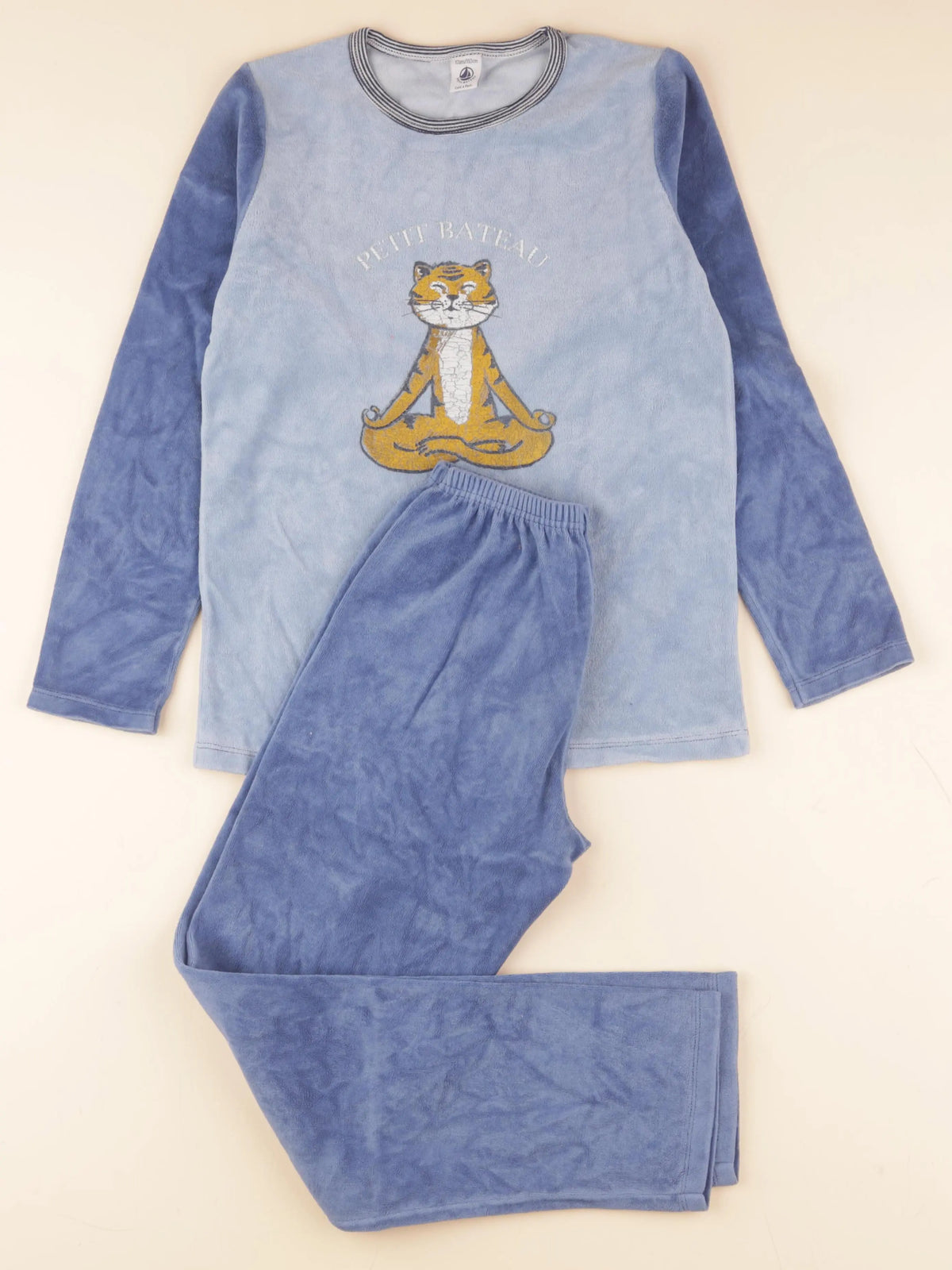 Petit Bateau - pyjama velours bleu - 12 ans