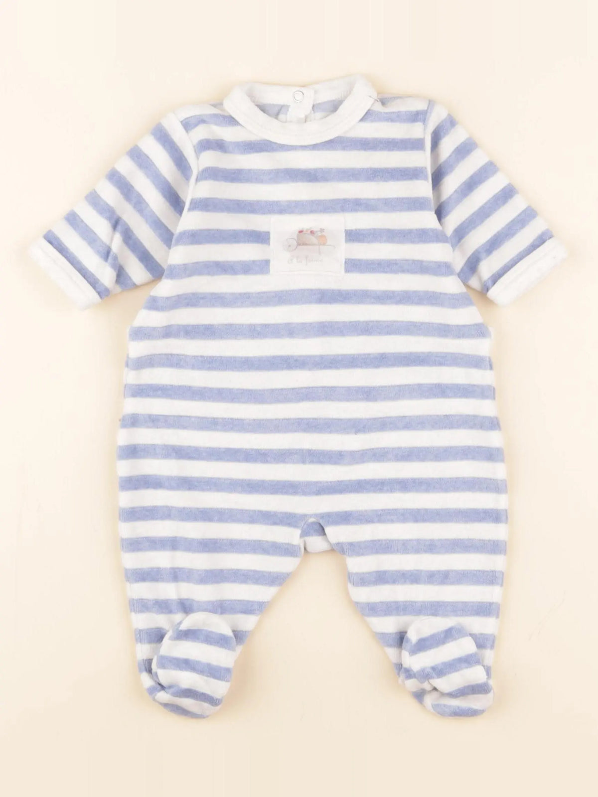 Petit Bateau - pyjama velours bleu - 1 mois