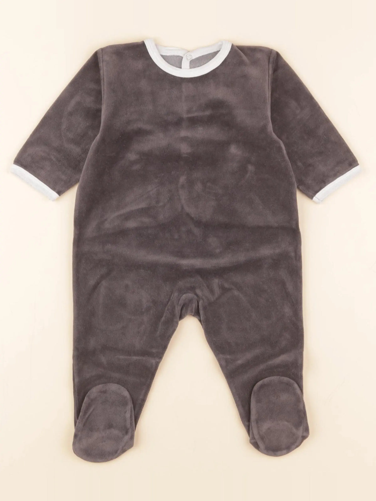 Petit Bateau - pyjama velours gris - 6 mois
