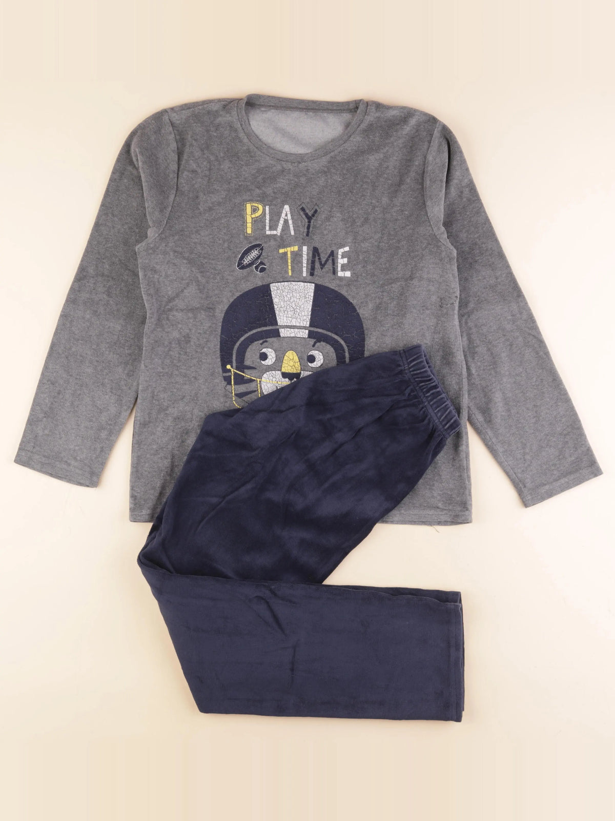 Vertbaudet - pyjama velours gris - 12 ans