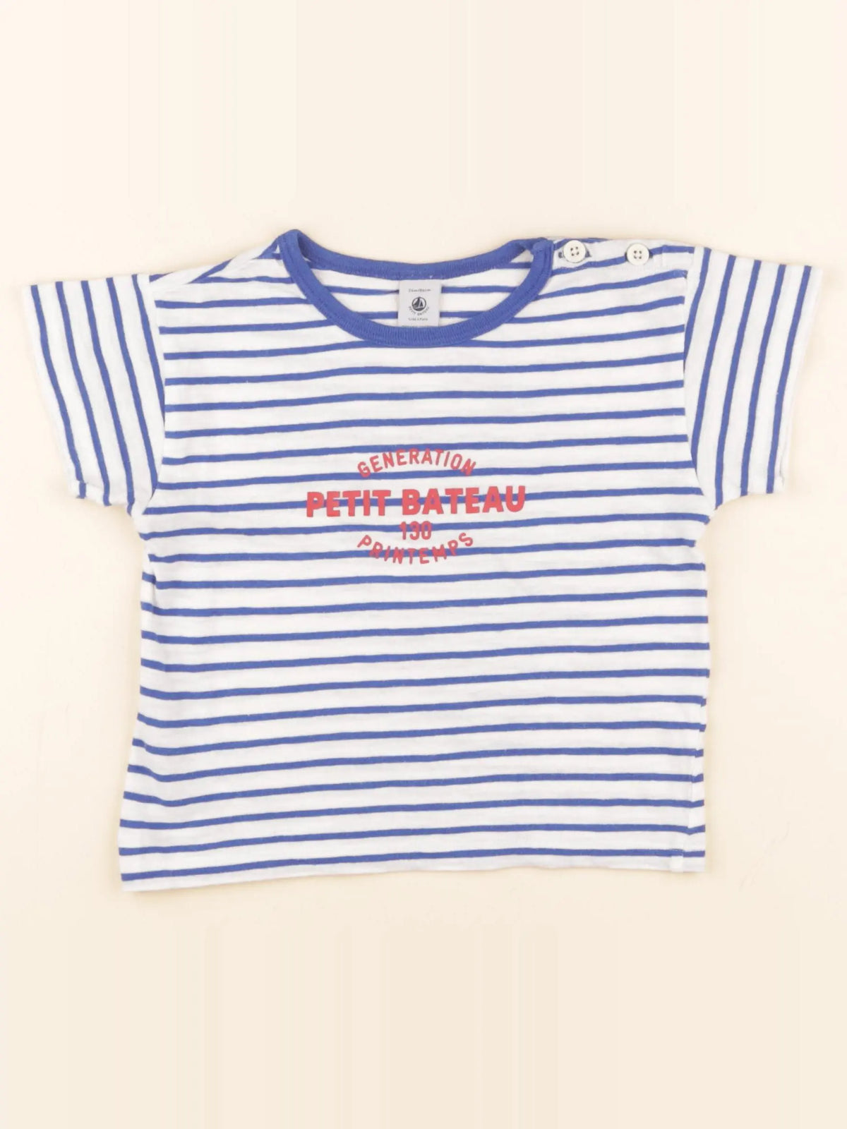 Petit Bateau - tee-shirt blanc, bleu - 24 mois