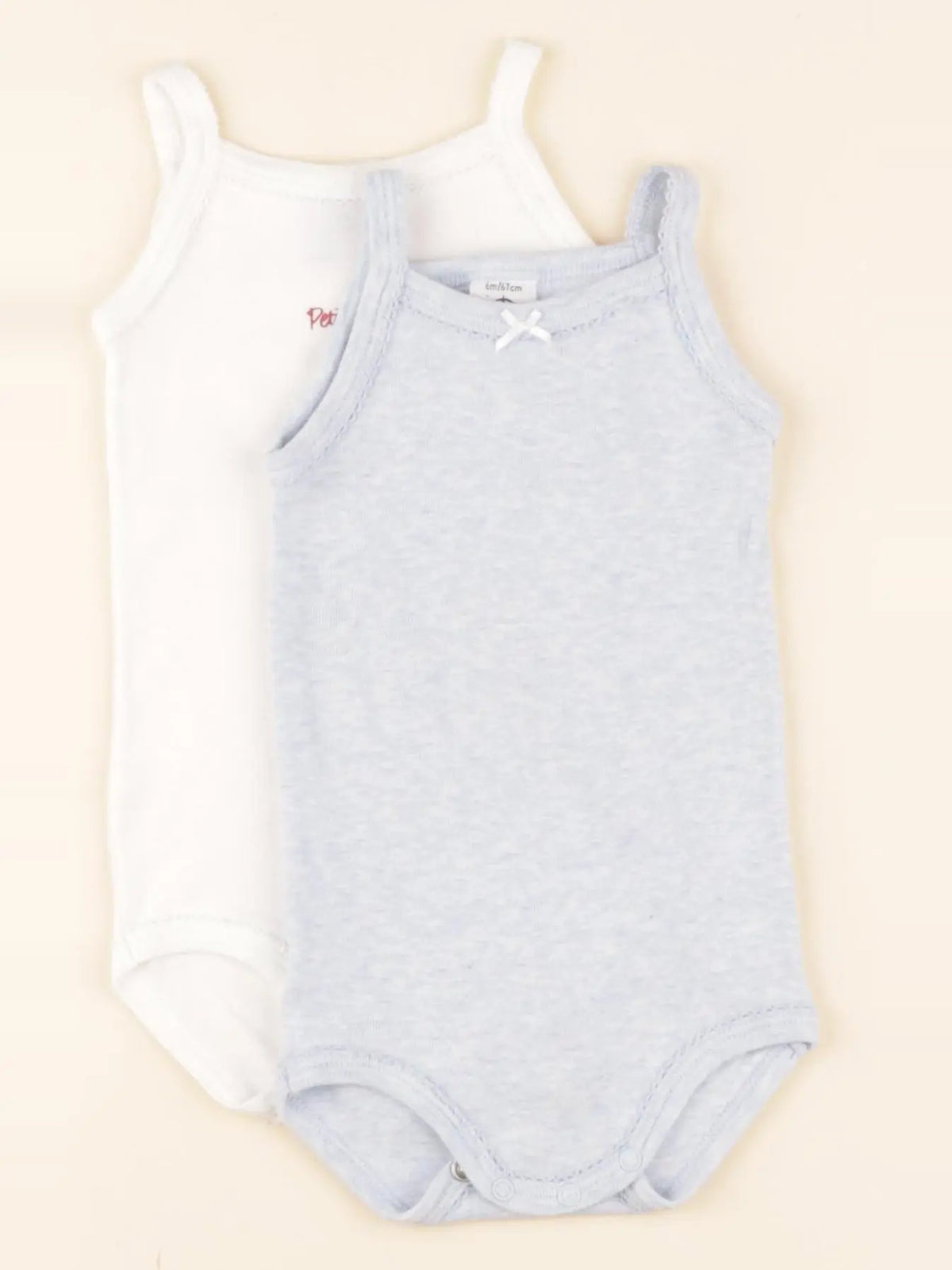 Petit Bateau - lot de 2 bodies en coton bleu, blanc - 6 mois