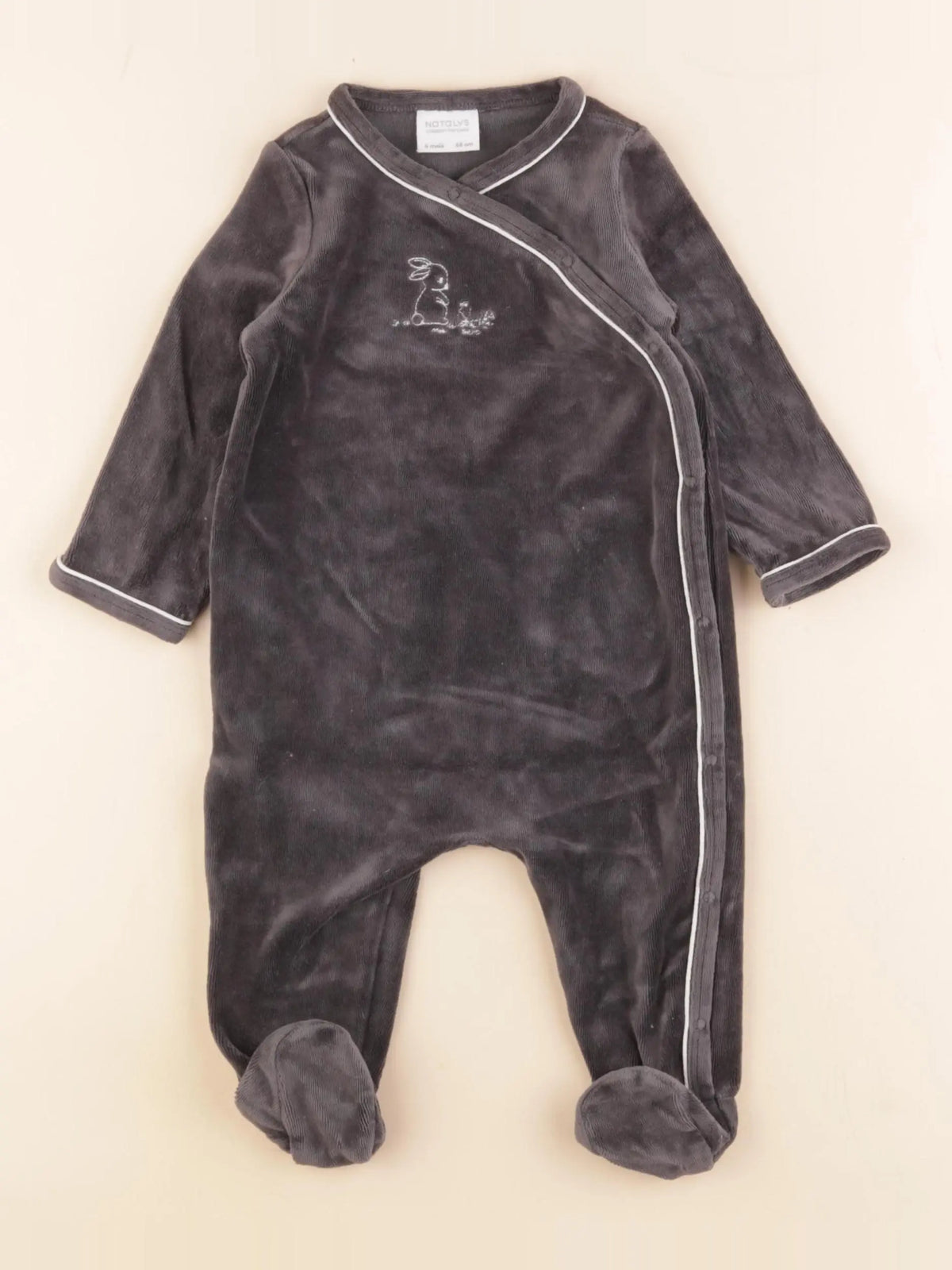 Natalys - pyjama velours gris - 6 mois