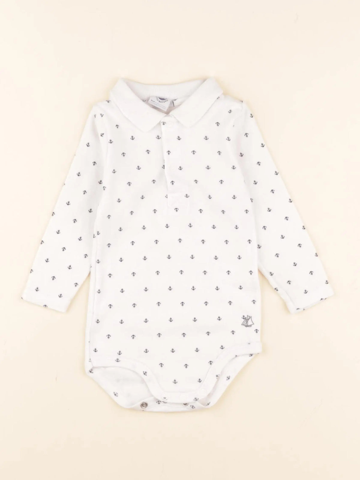 Petit Bateau - body à col blanc - 12 mois