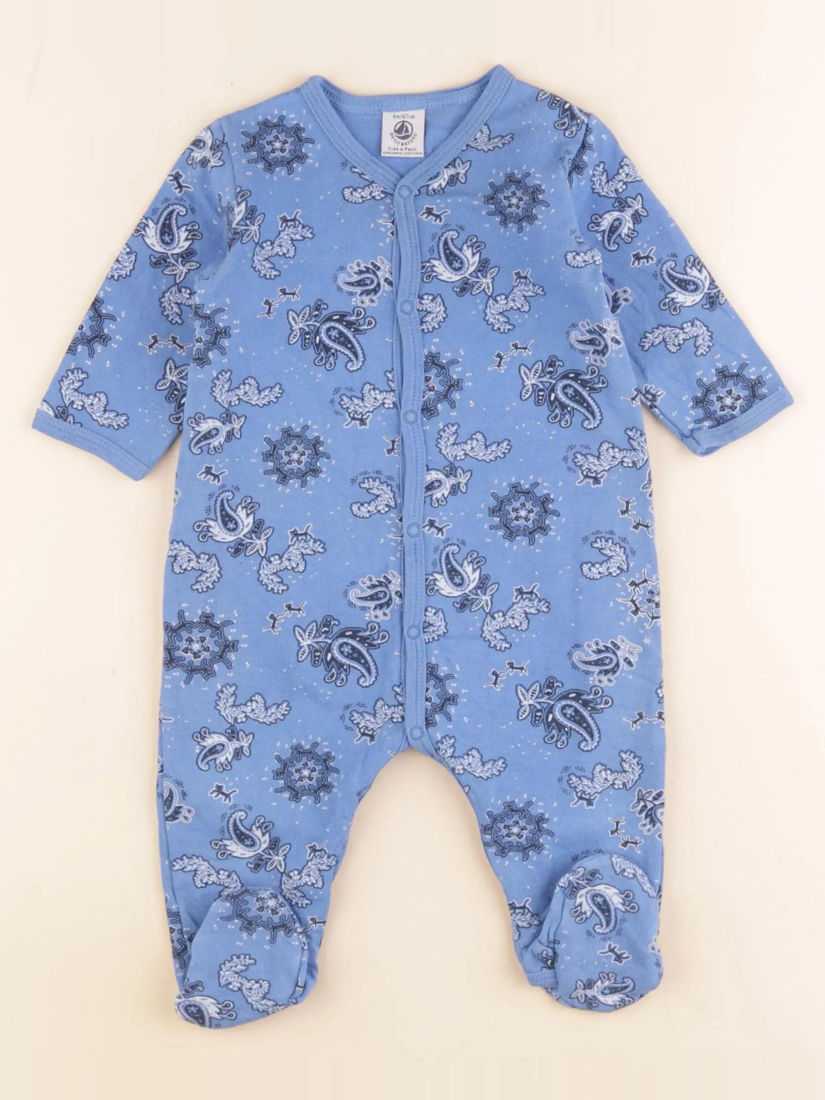 Petit Bateau - pyjama coton bleu - 6 mois