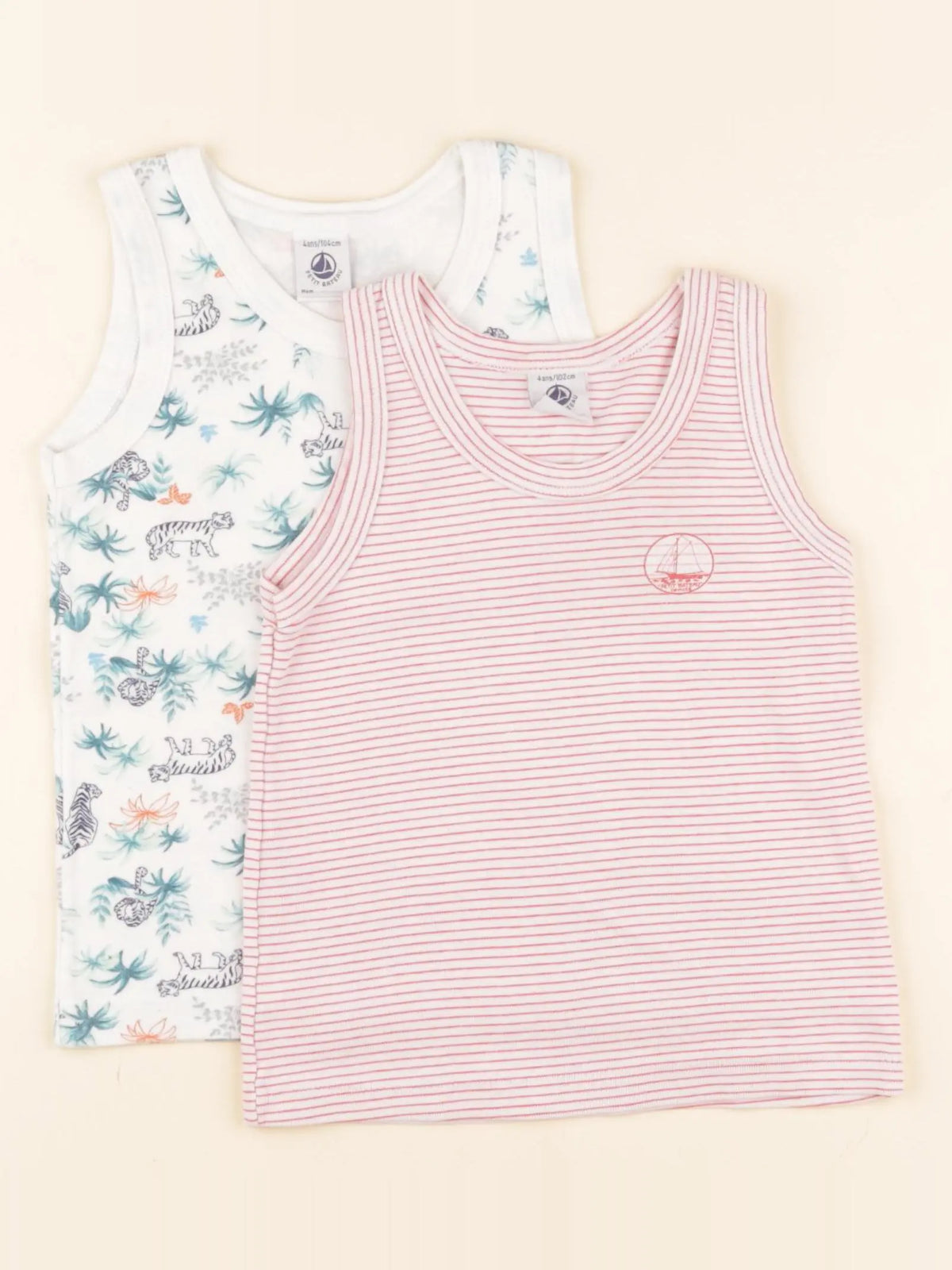 Petit Bateau - lot de 2 maillots de corps blanc - 4 ans