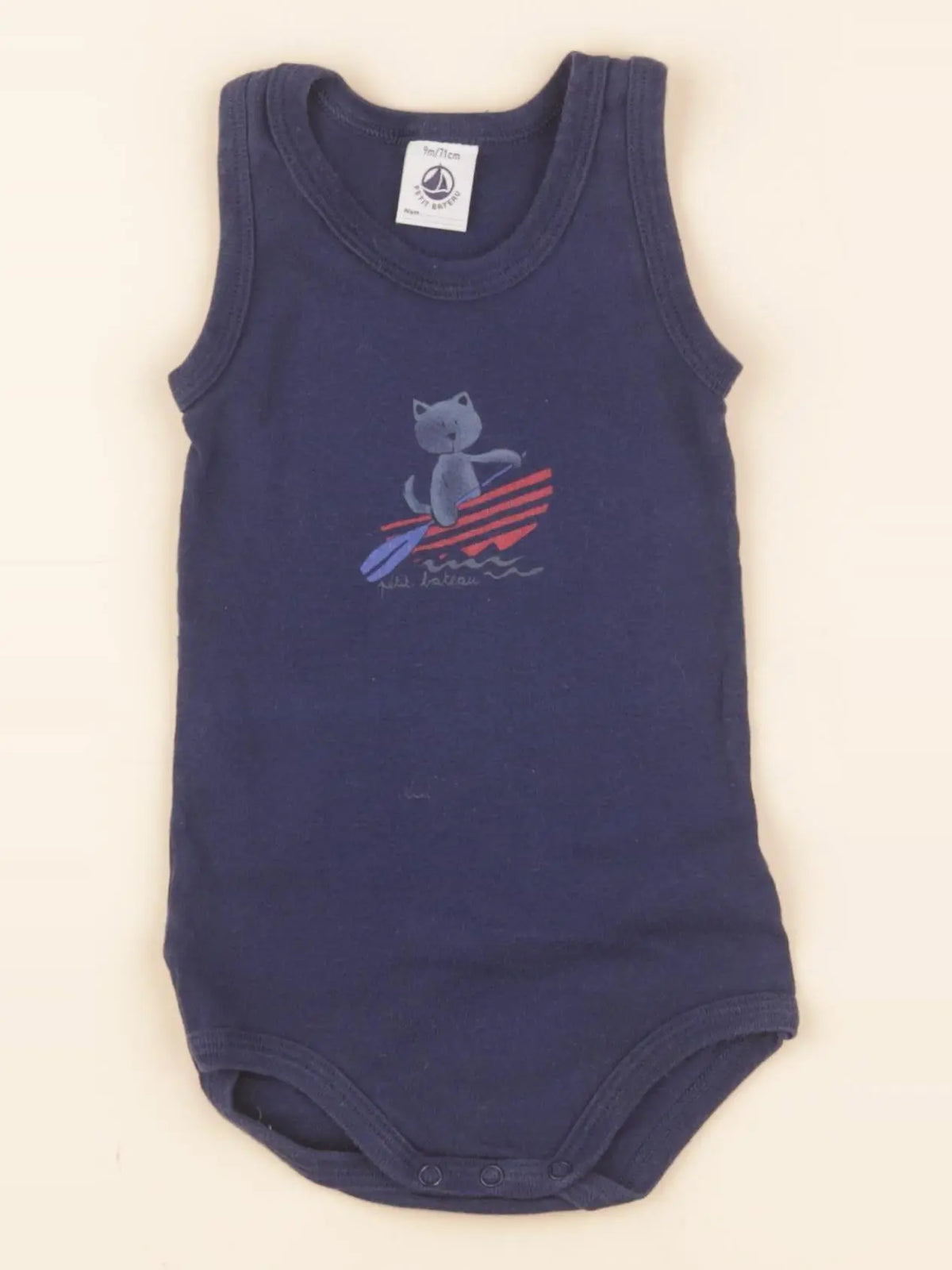 Petit Bateau - body bleu - 9 mois