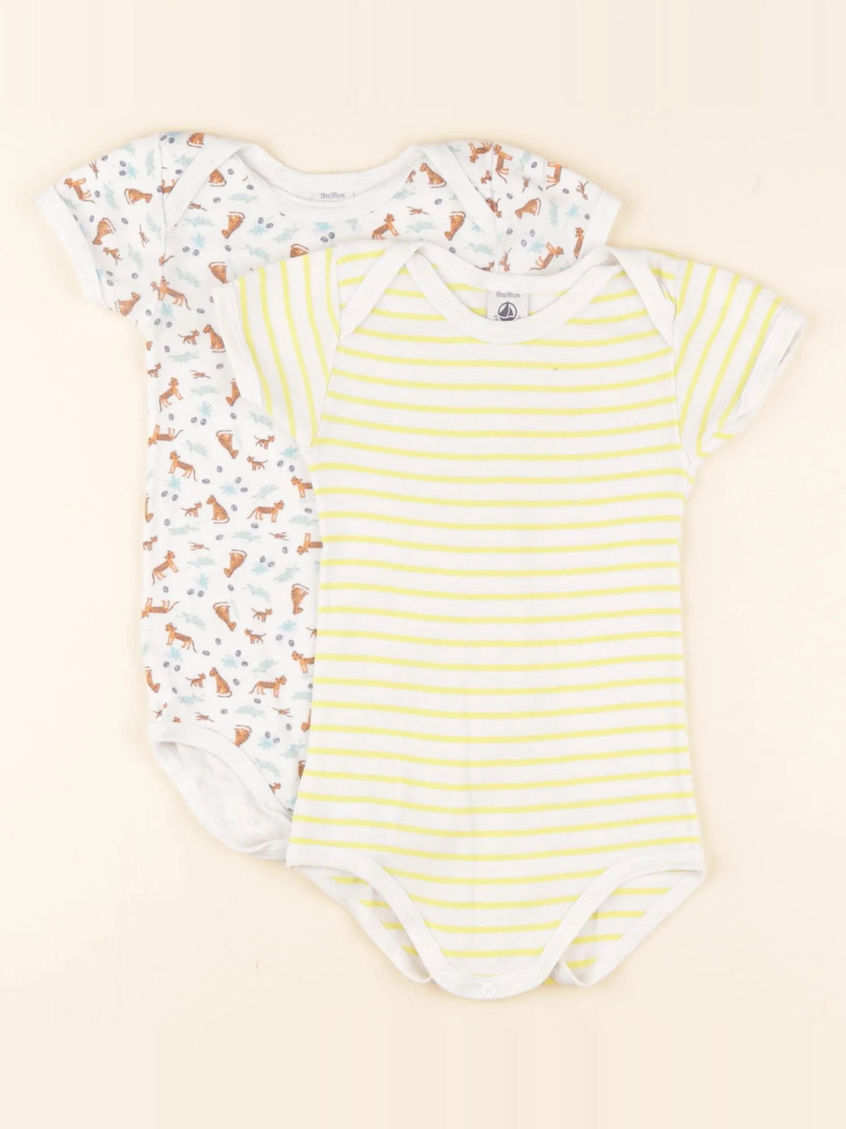 Petit Bateau - lot de 2 bodies en coton blanc - 18 mois
