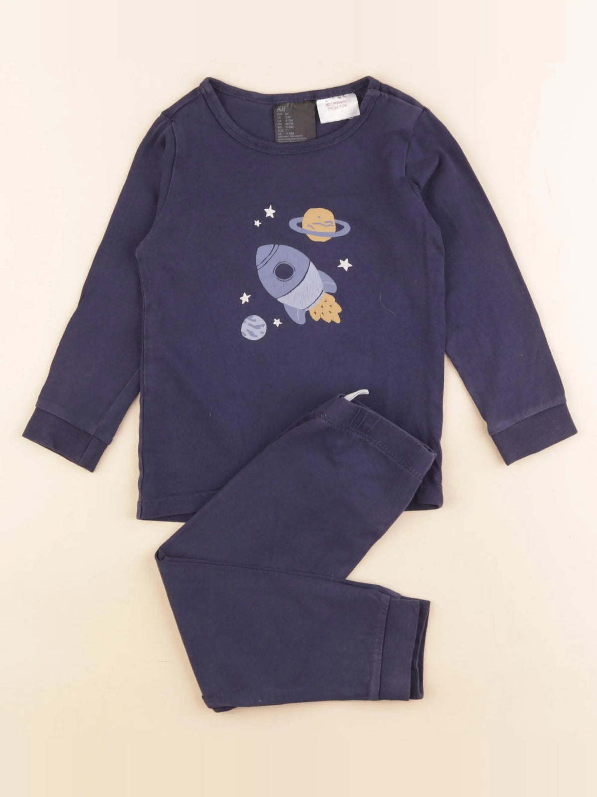 H&M - pyjama coton bleu - 9/12 mois