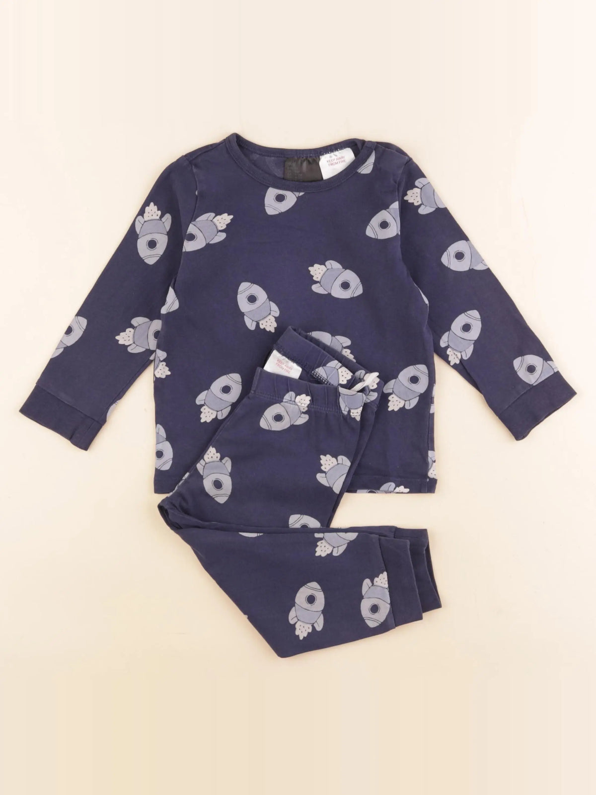 H&M - pyjama coton bleu - 9/12 mois