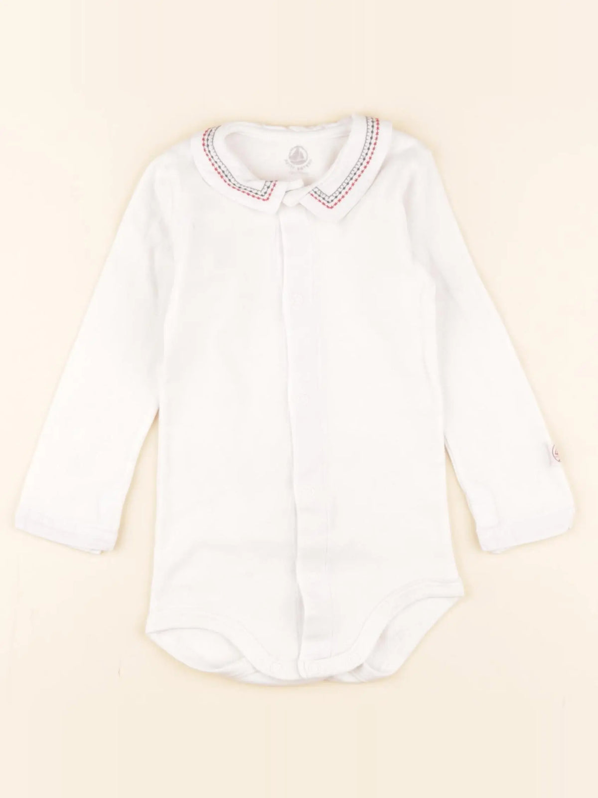 Petit Bateau - body à col blanc - 12 mois