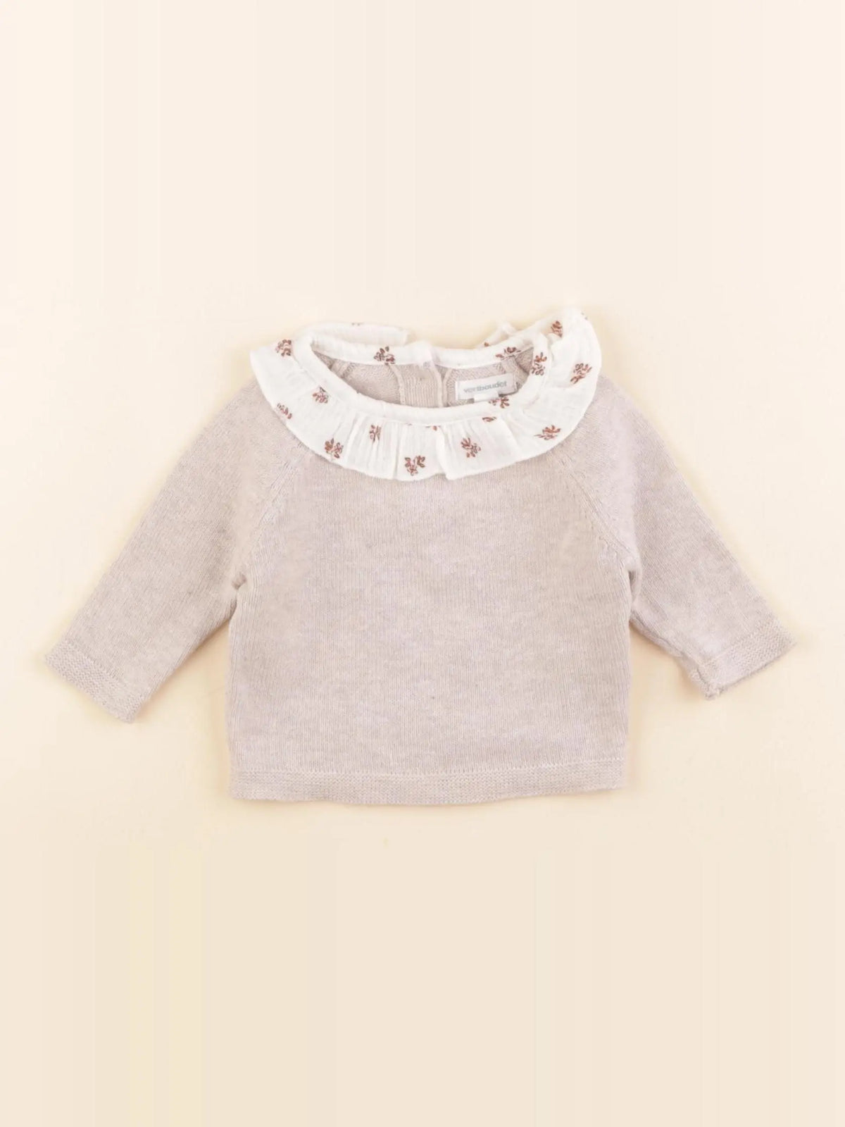 Vertbaudet - pull beige - 1 mois