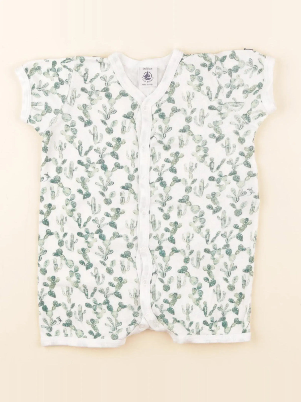 Petit Bateau - pyjama coton blanc - 6 mois