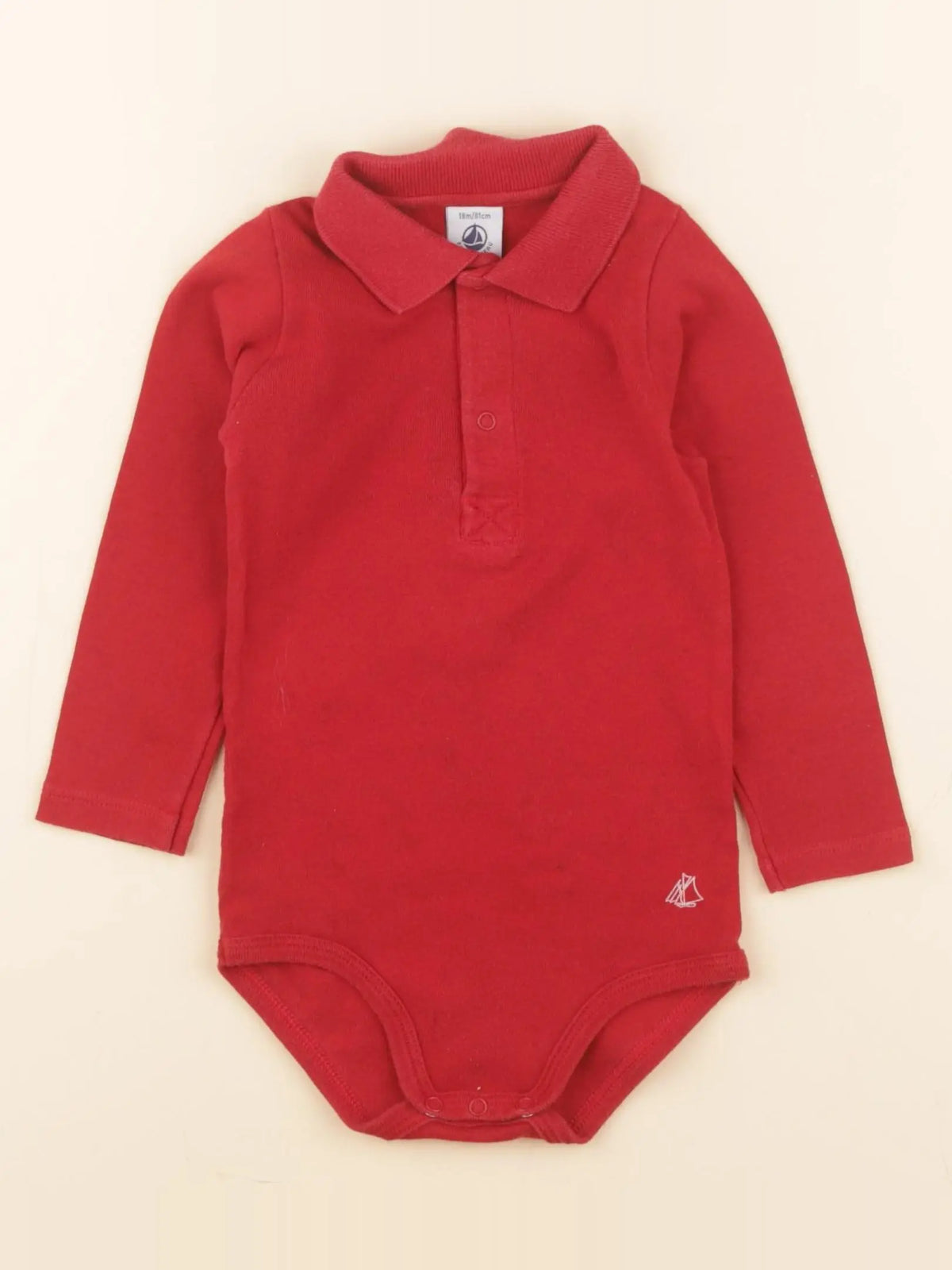 Petit Bateau - body à col rouge - 18 mois